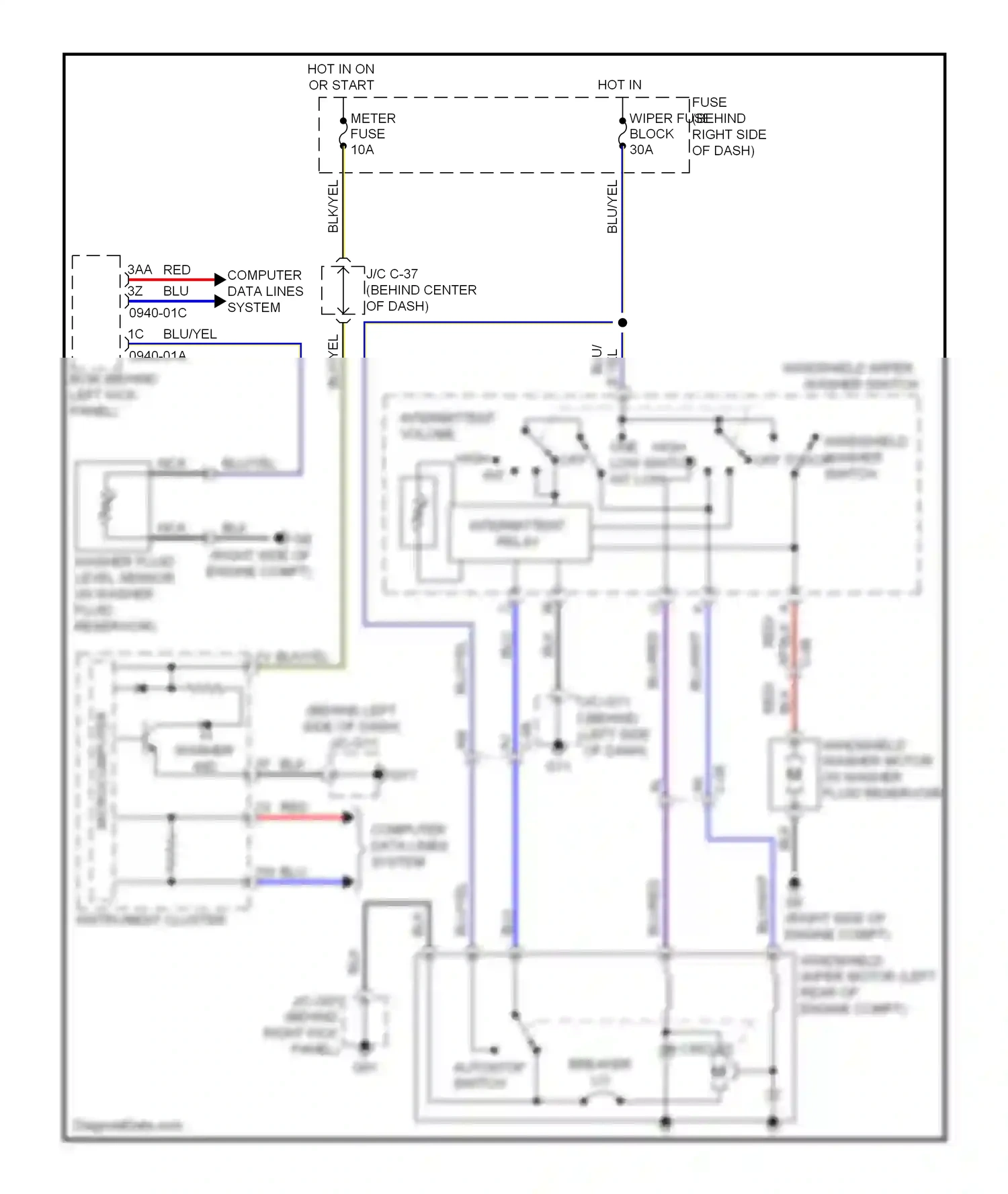 Mazda CX-9 I facelift (2012-2016) windshield washer switch wiring diagram  (2 of 2)
