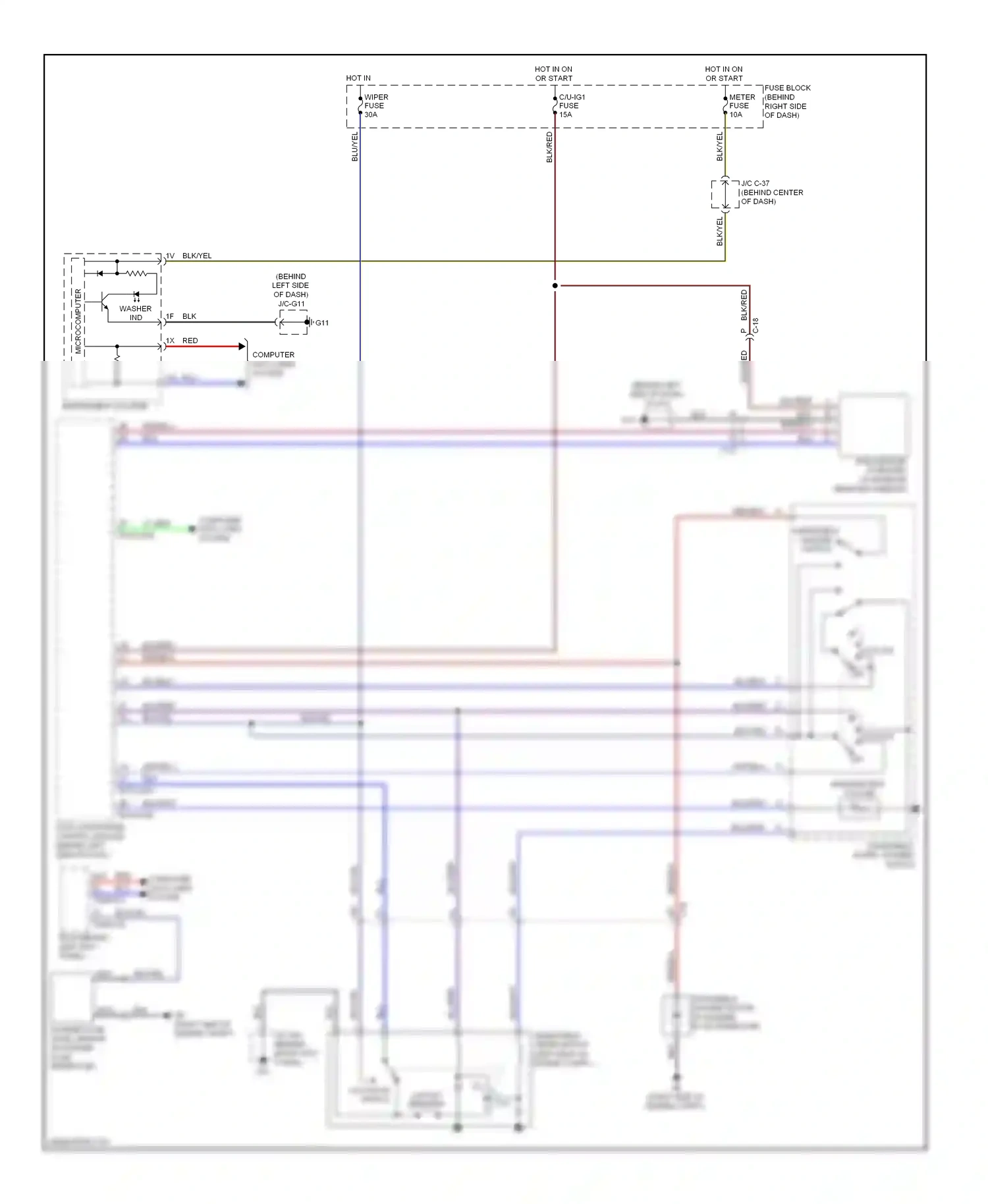 Mazda CX-9 I facelift (2012-2016) windshield washer switch wiring diagram  (1 of 2)