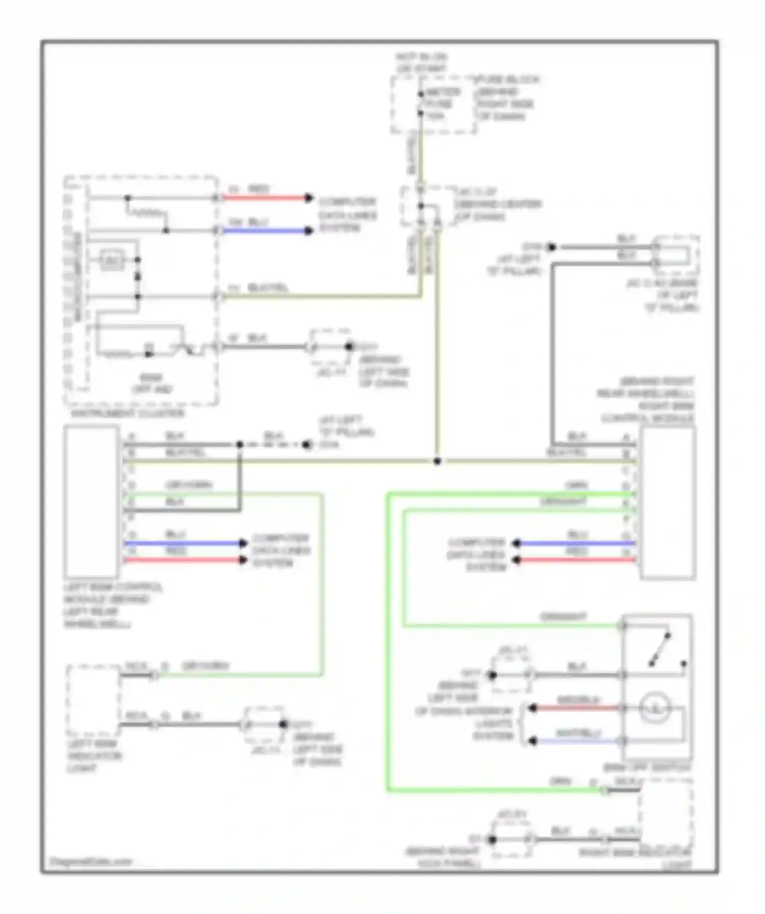CX-9 Mazda I (2006-2012): Blind spot monitoring circuit