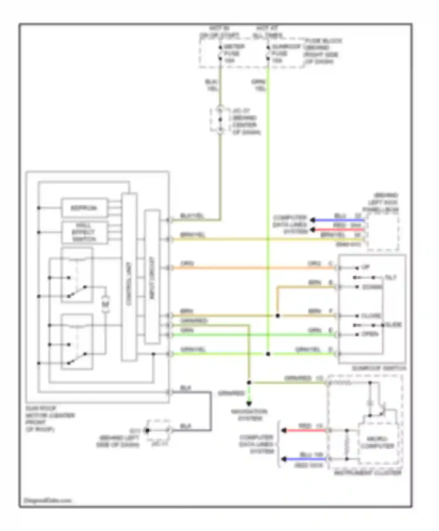 CX-9 Mazda I (2006-2012): Power top/sunroof circuit