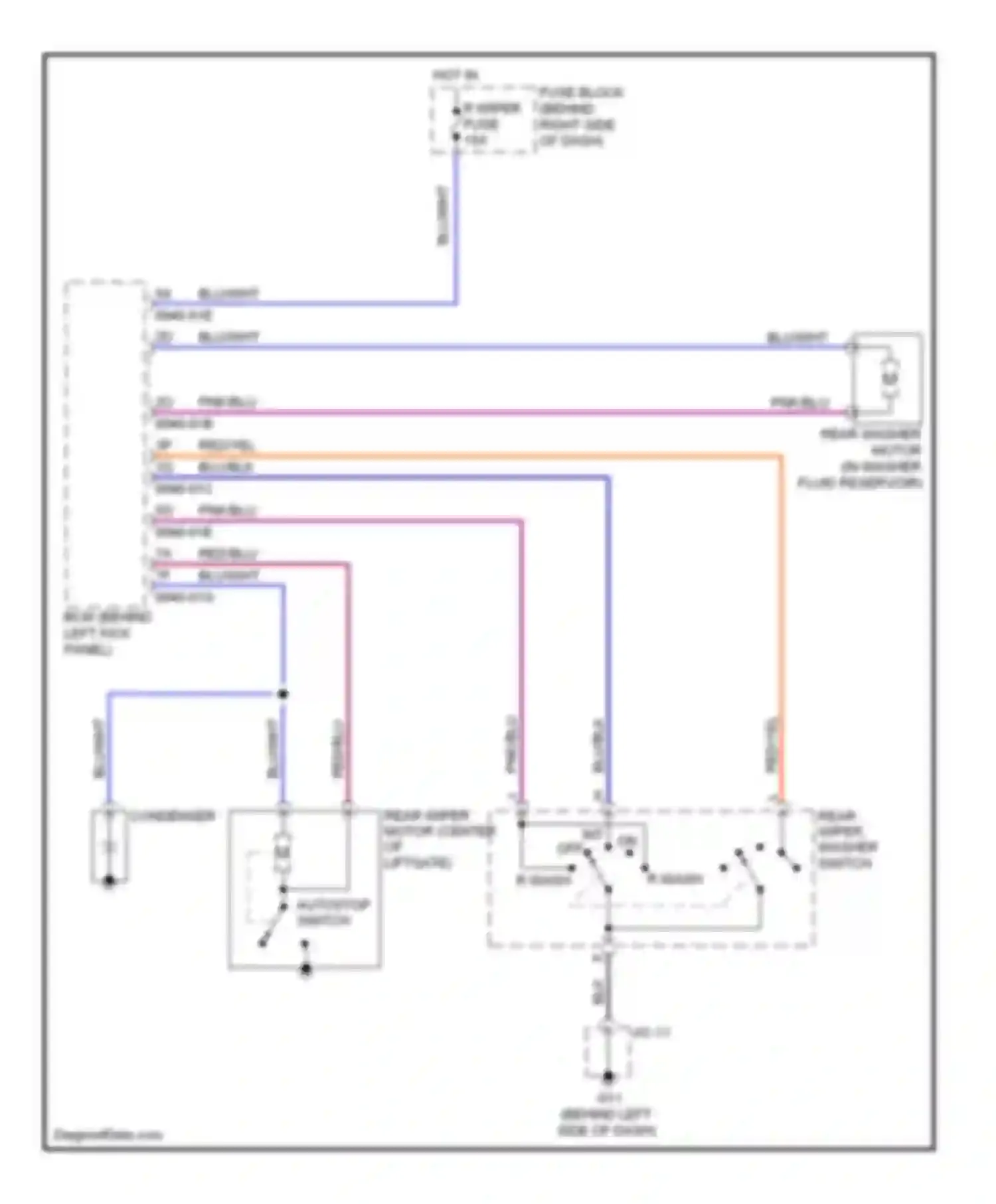 CX-9 Mazda I (2006-2012): Rear wiper/washer circuit