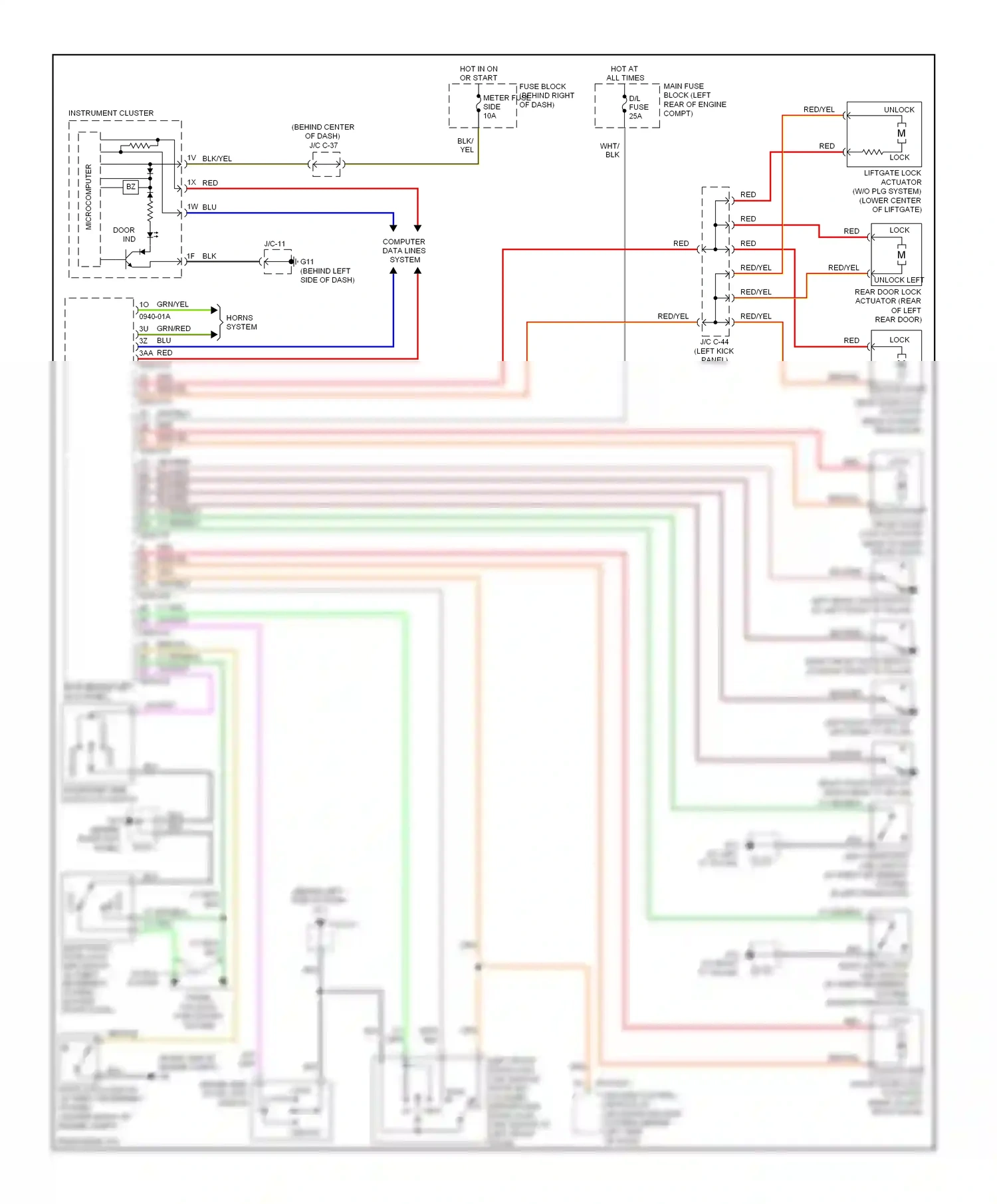 Mazda CX-9 I (2006-2012) keyless control module (w/ advanced keyless system) (behind left side of dash) wiring diagram  (1 of 3)