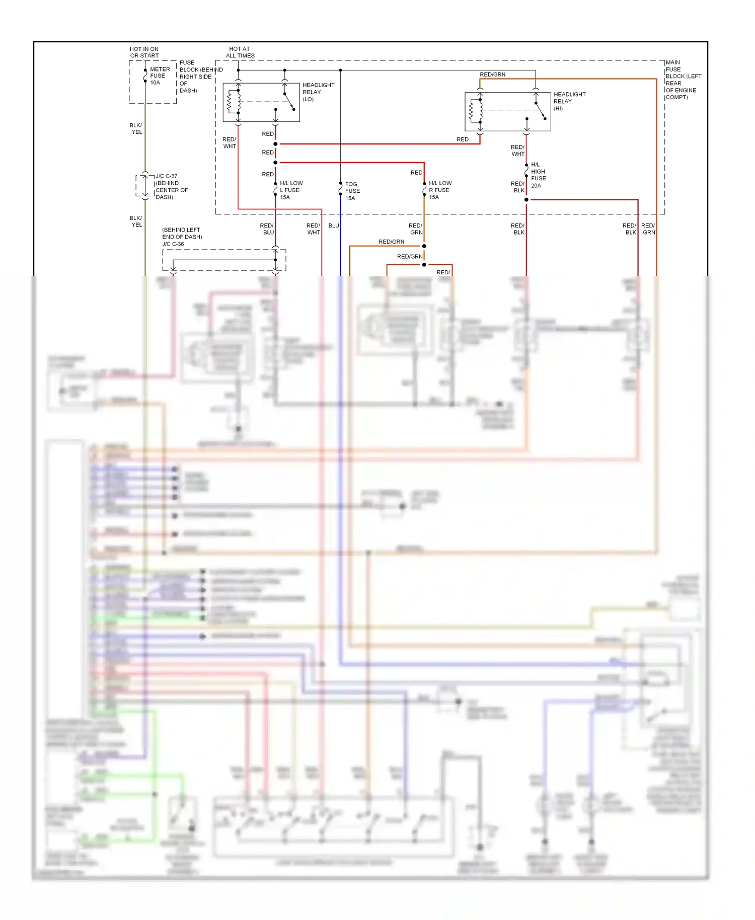 Mazda CX-9 I (2006-2012) left low headlight (halogen type) wiring diagram  (1 of 2)