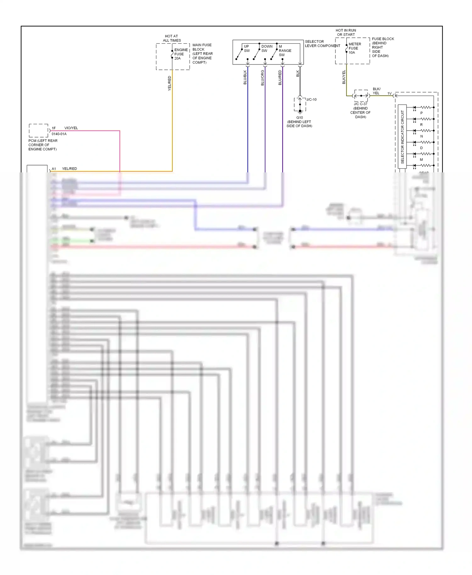 Mazda CX-9 I (2006-2012) selector indicator circuit wiring diagram  (1 of 1)
