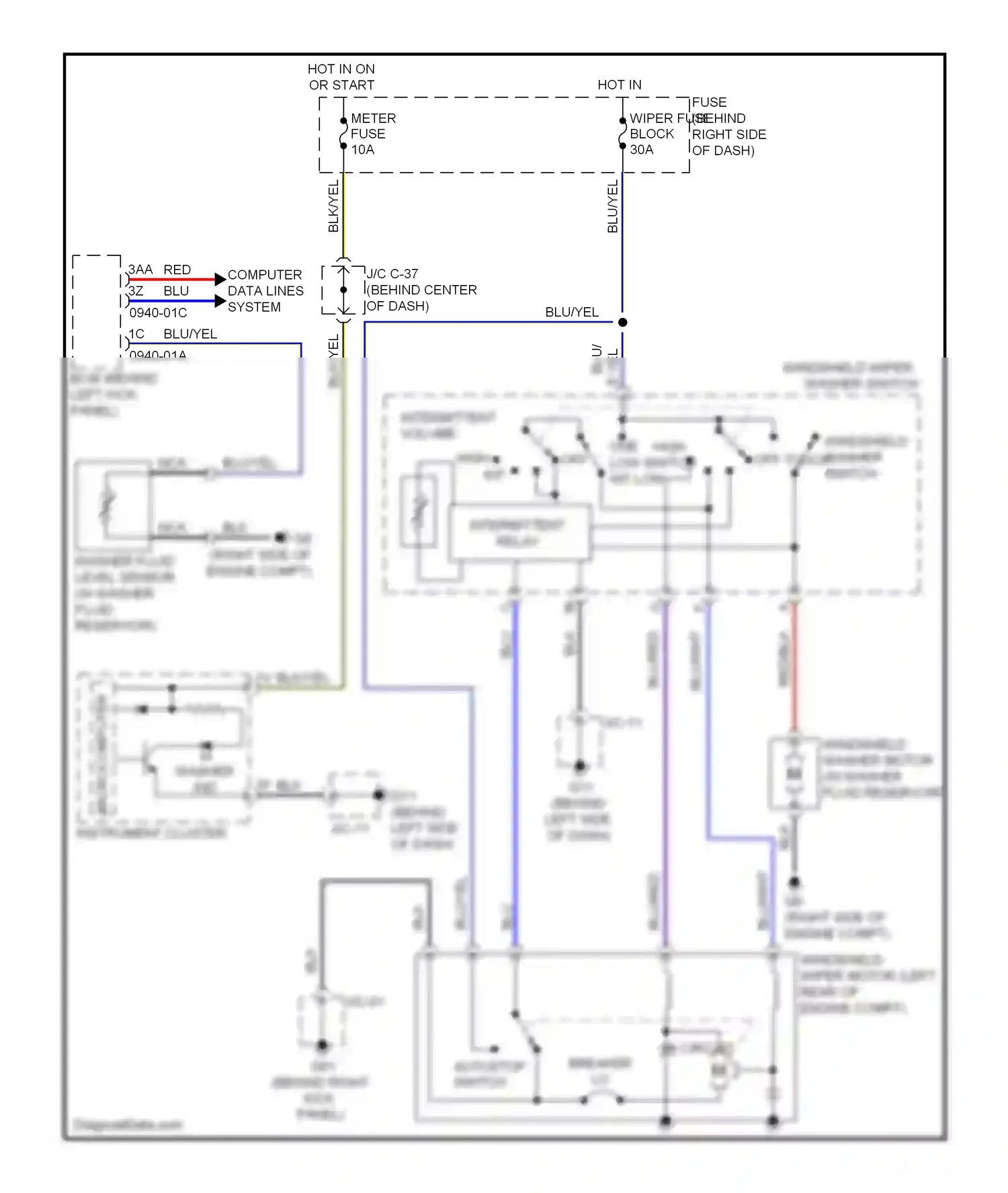 Mazda CX-9 I (2006-2012) windshield washer switch wiring diagram  (2 of 2)
