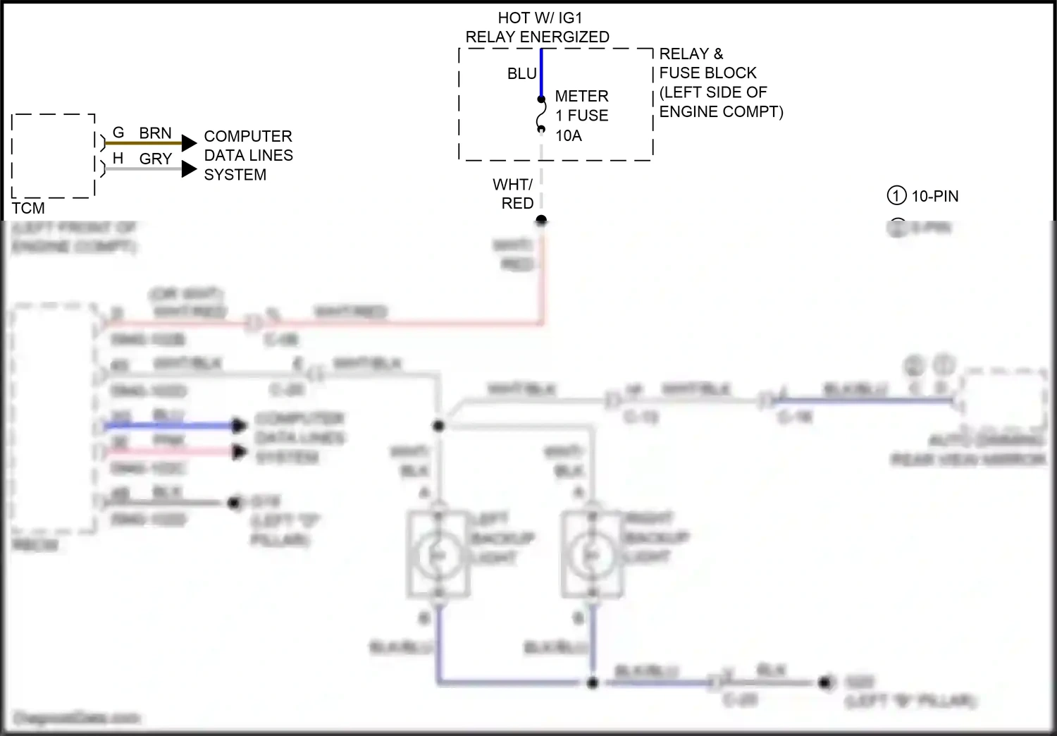 Mazda CX-9 II (2016-2021) left backup light wiring diagram  (1 of 1)