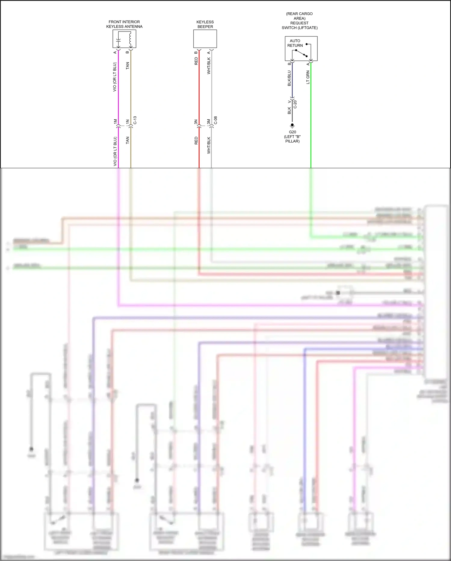 Mazda CX-9 II (2016-2021) left front request switch wiring diagram  (1 of 2)