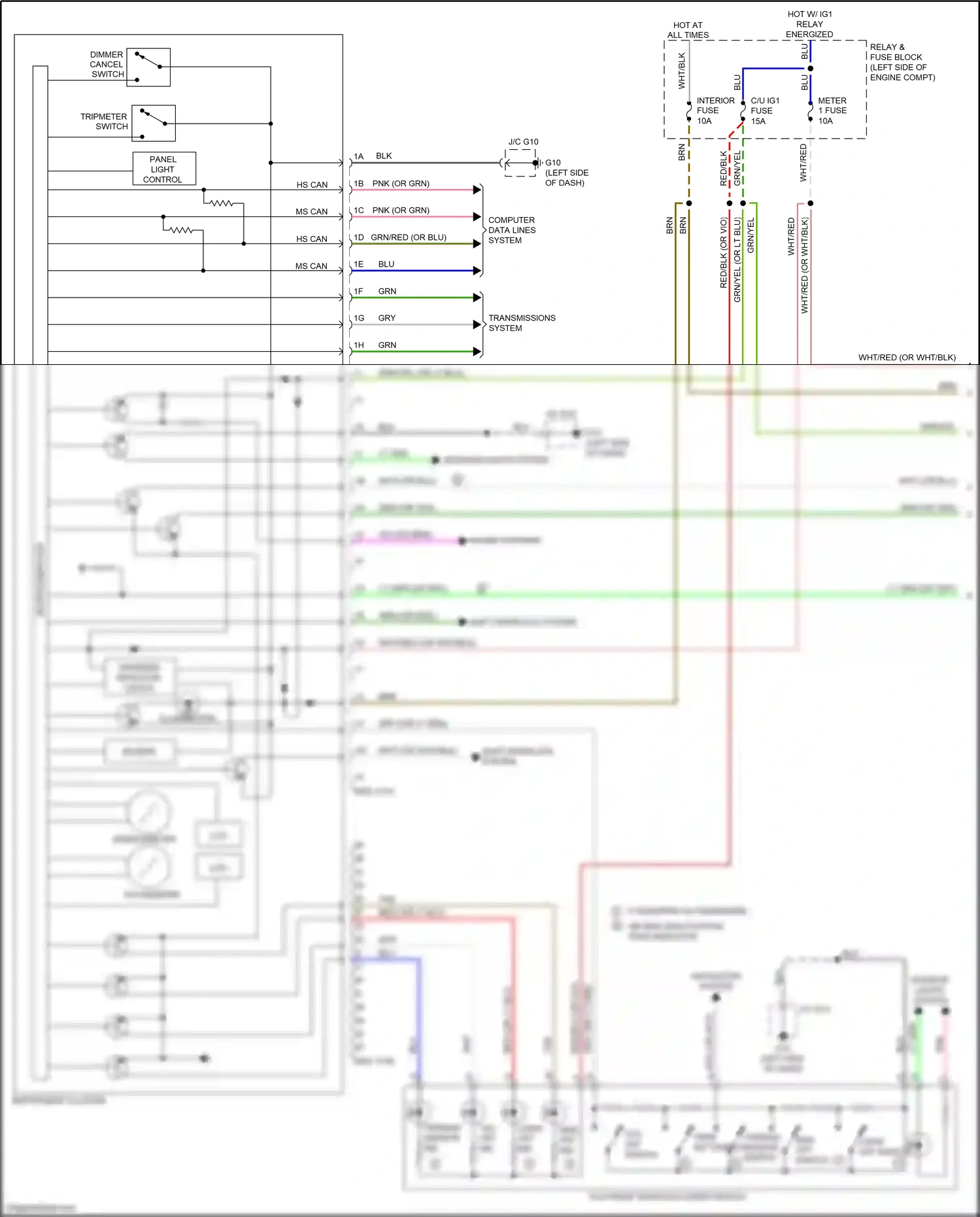 Mazda CX-9 II (2016-2021) panel light control wiring diagram  (1 of 2)