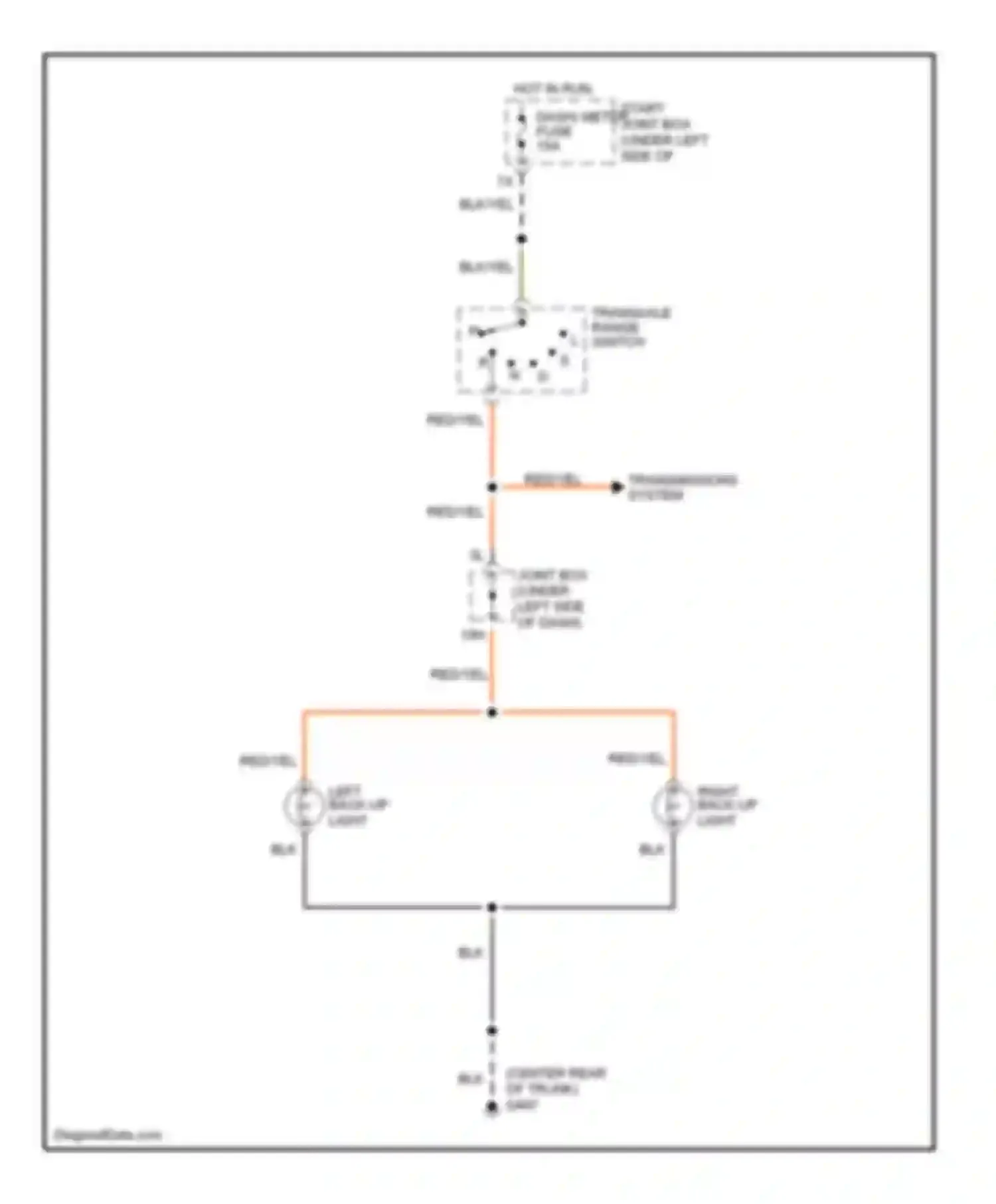 Millenia Mazda I facelift (2000-2003): Backup lamps circuit