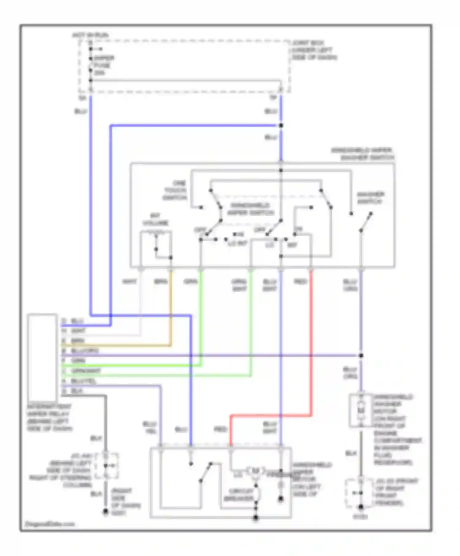 Millenia Mazda I facelift (2000-2003): Wiper/washer circuit