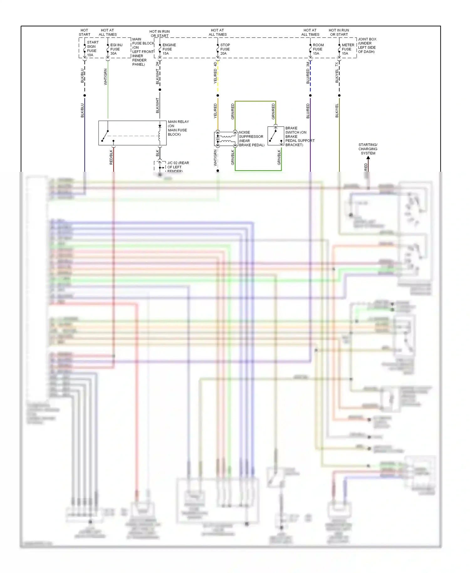 Mazda Millenia I (1994-2000) engine controls system wiring diagram  (1 of 4)