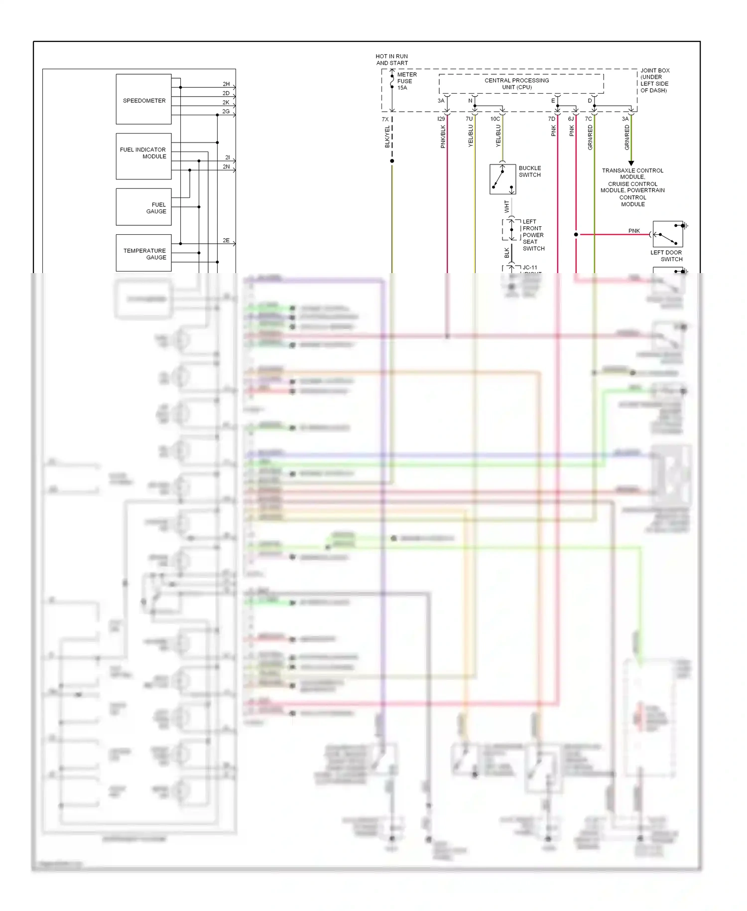 Mazda Millenia I (1994-2000) transaxle control module, cruise control module, powertrain control module wiring diagram  (1 of 1)