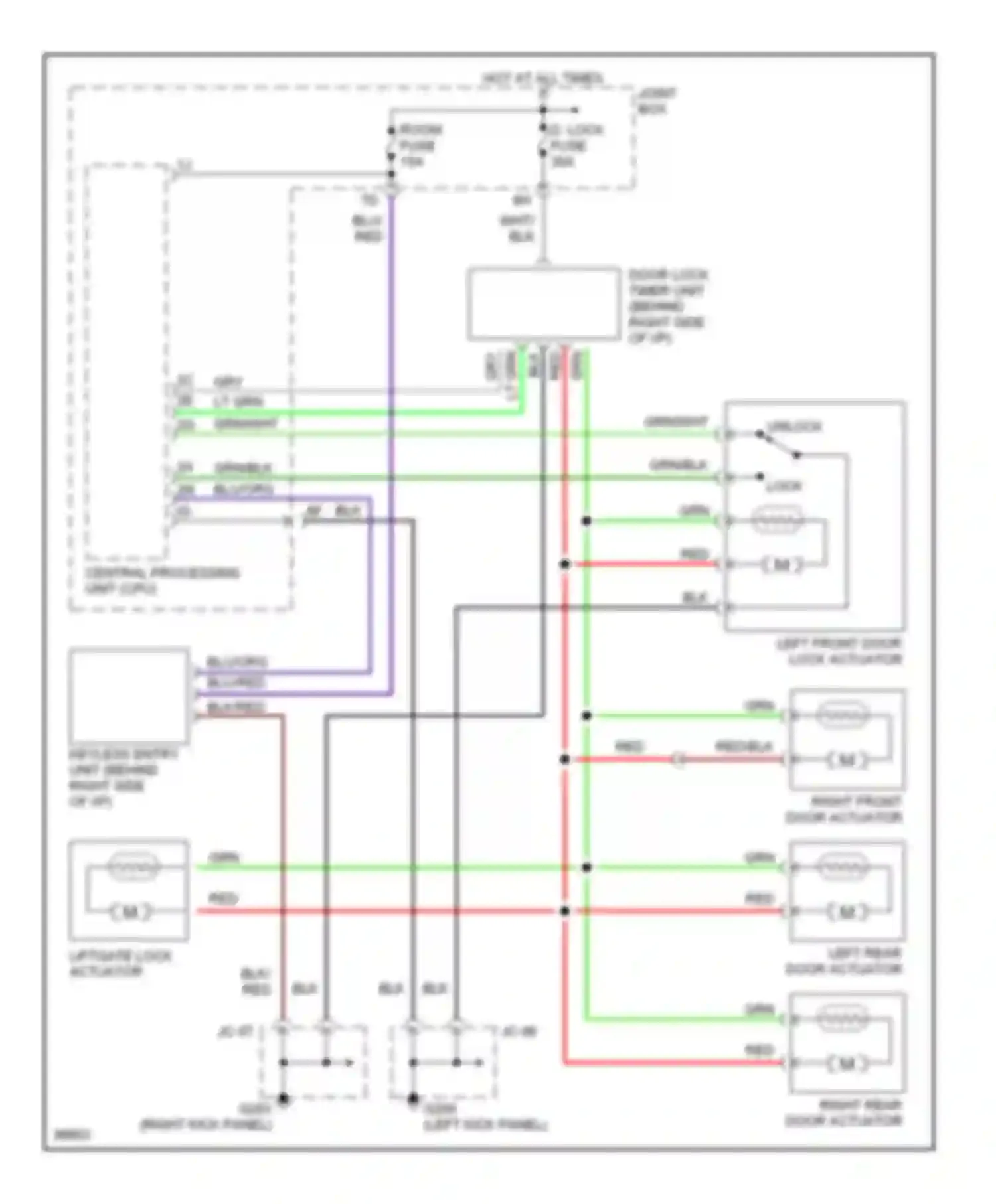 MPV Mazda I (1988-1999): Power door lock circuit