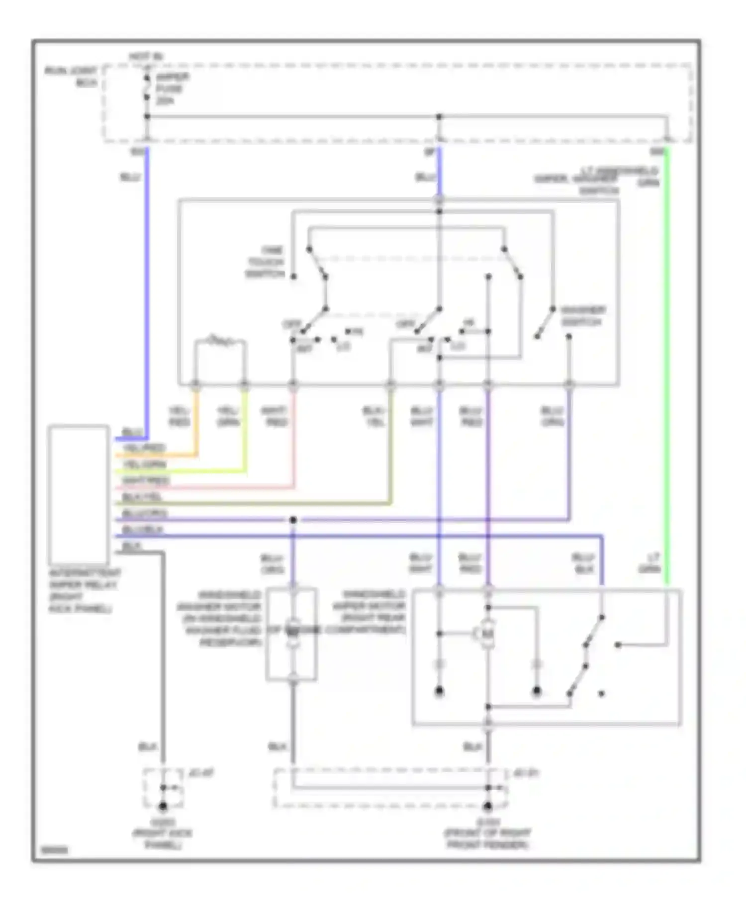 MPV Mazda I (1988-1999): Front washer/wiper circuit
