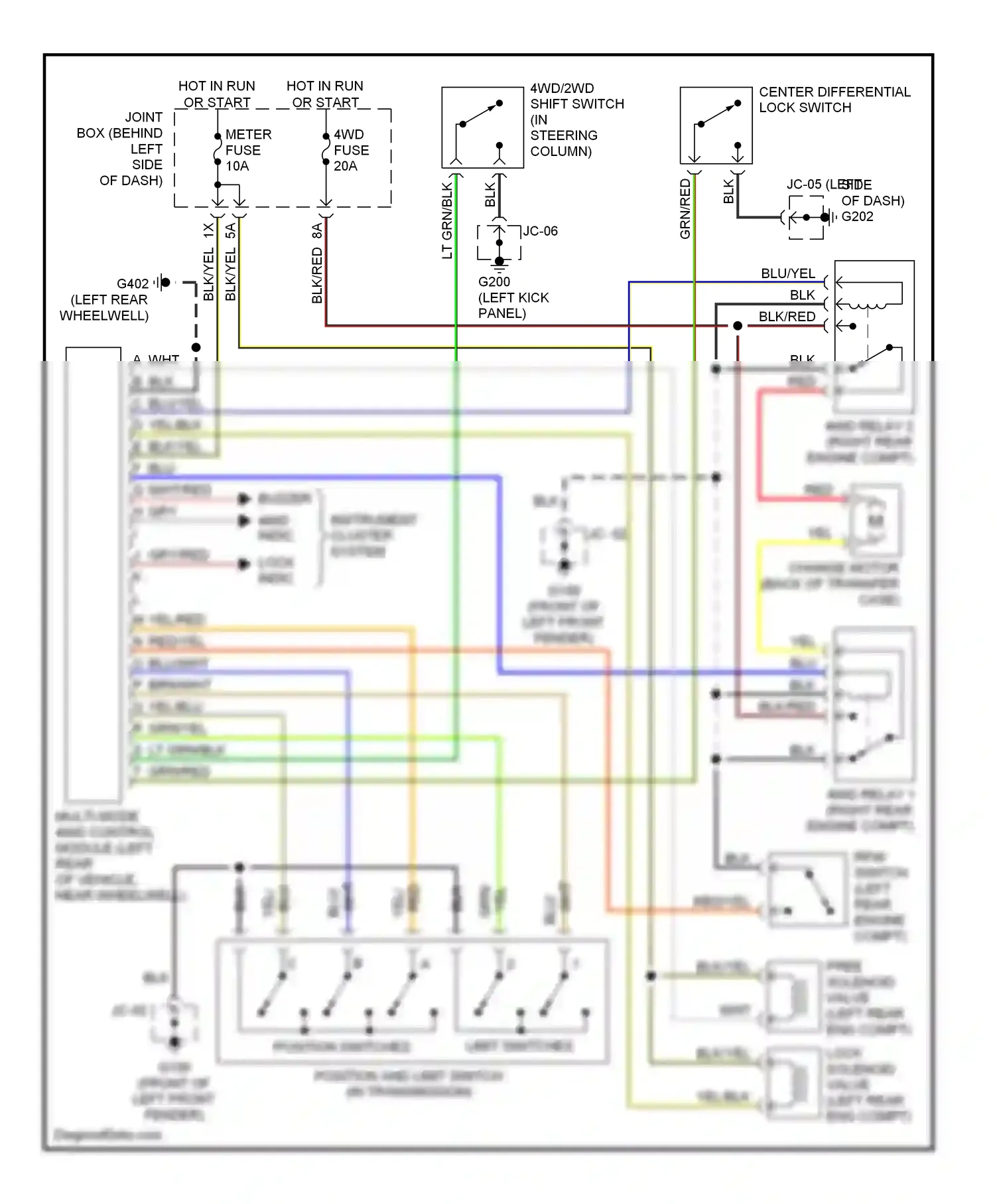 Mazda MPV I (1988-1999) rfw switch (left rear engine compt) wiring diagram  (1 of 1)