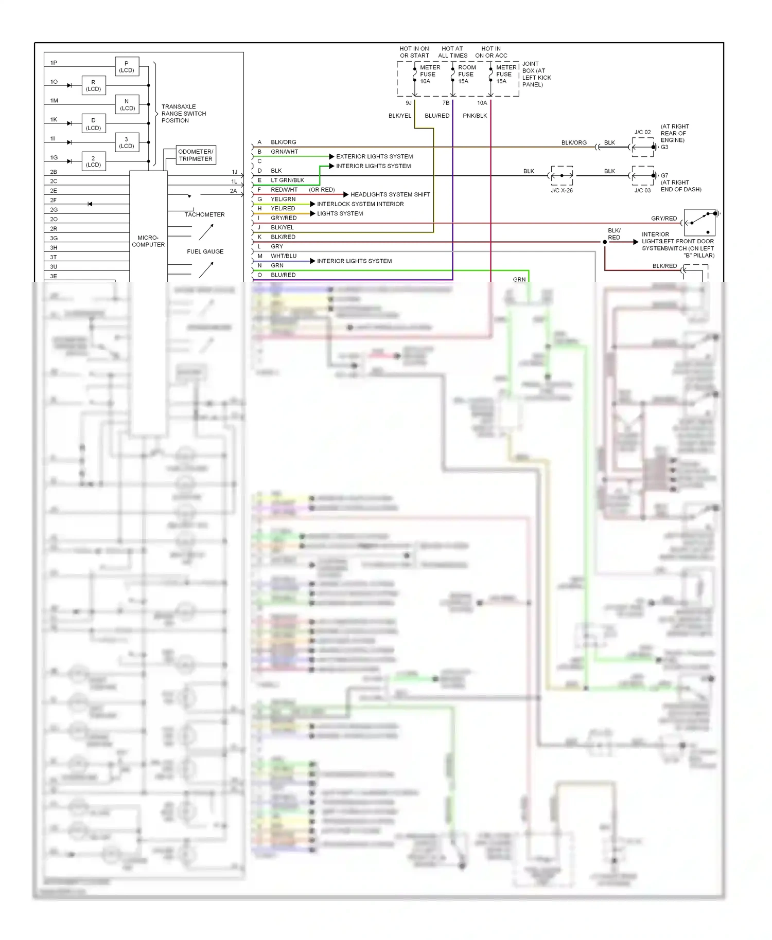 Mazda MPV II facelift (2003-2006) interior lights system engine controls system wiring diagram  (1 of 1)