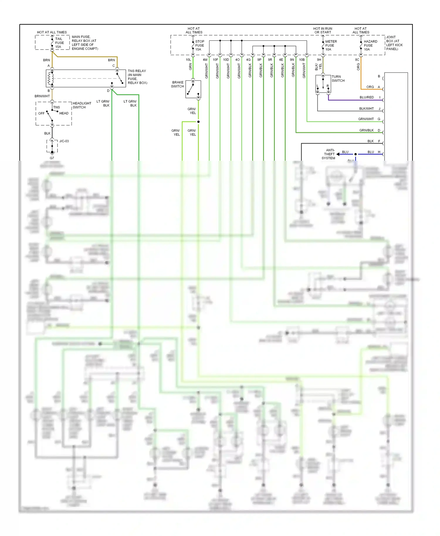 Mazda MPV II facelift (2003-2006) turn switch wiring diagram  (1 of 1)