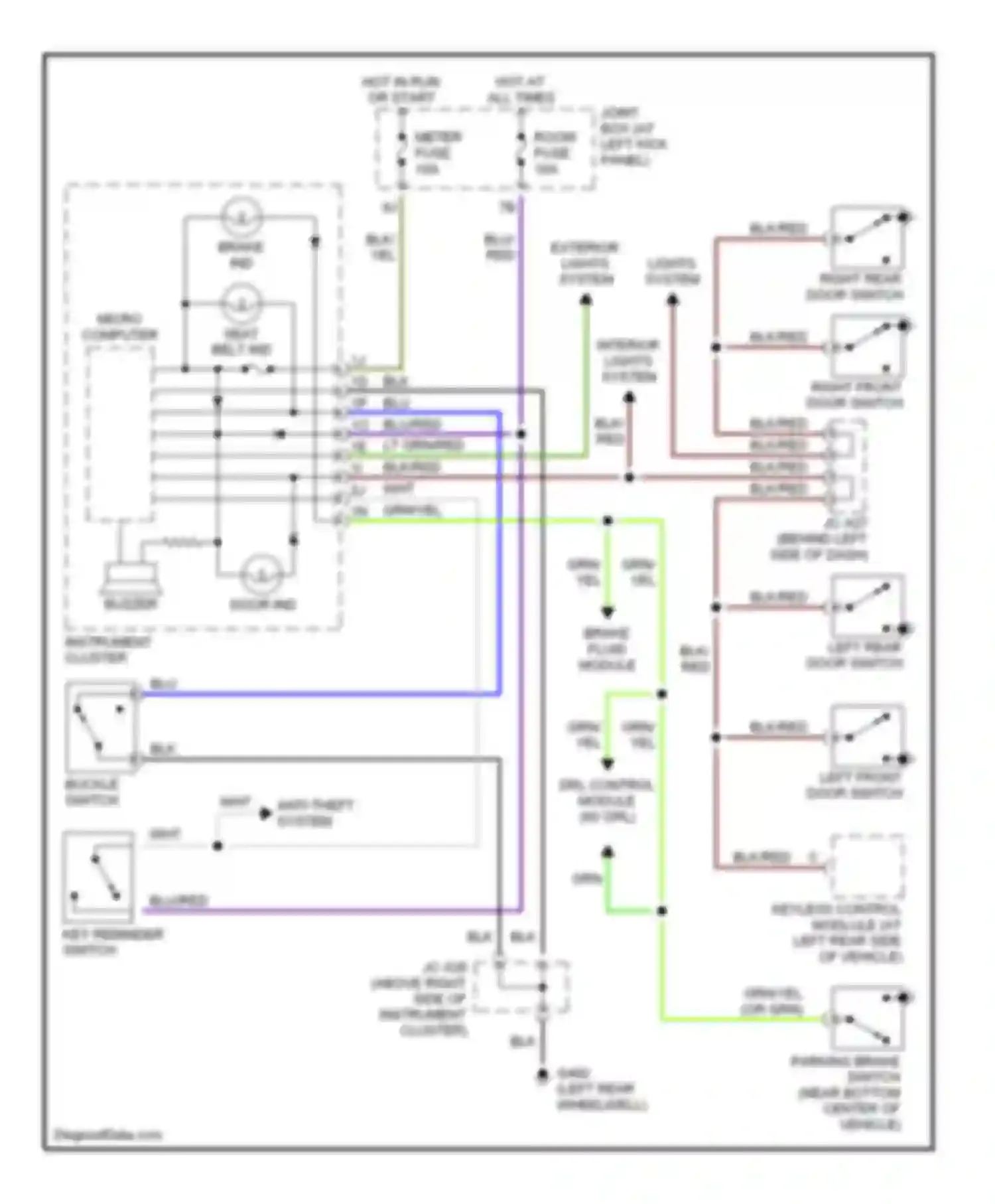 MPV Mazda II (1999-2003): Warning system circuits