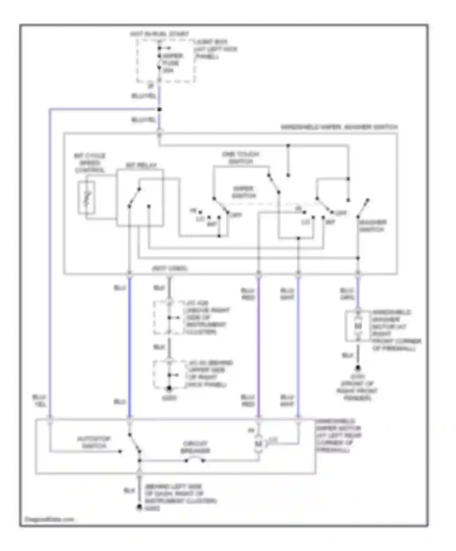 MPV Mazda II (1999-2003): Front wiper/washer circuit