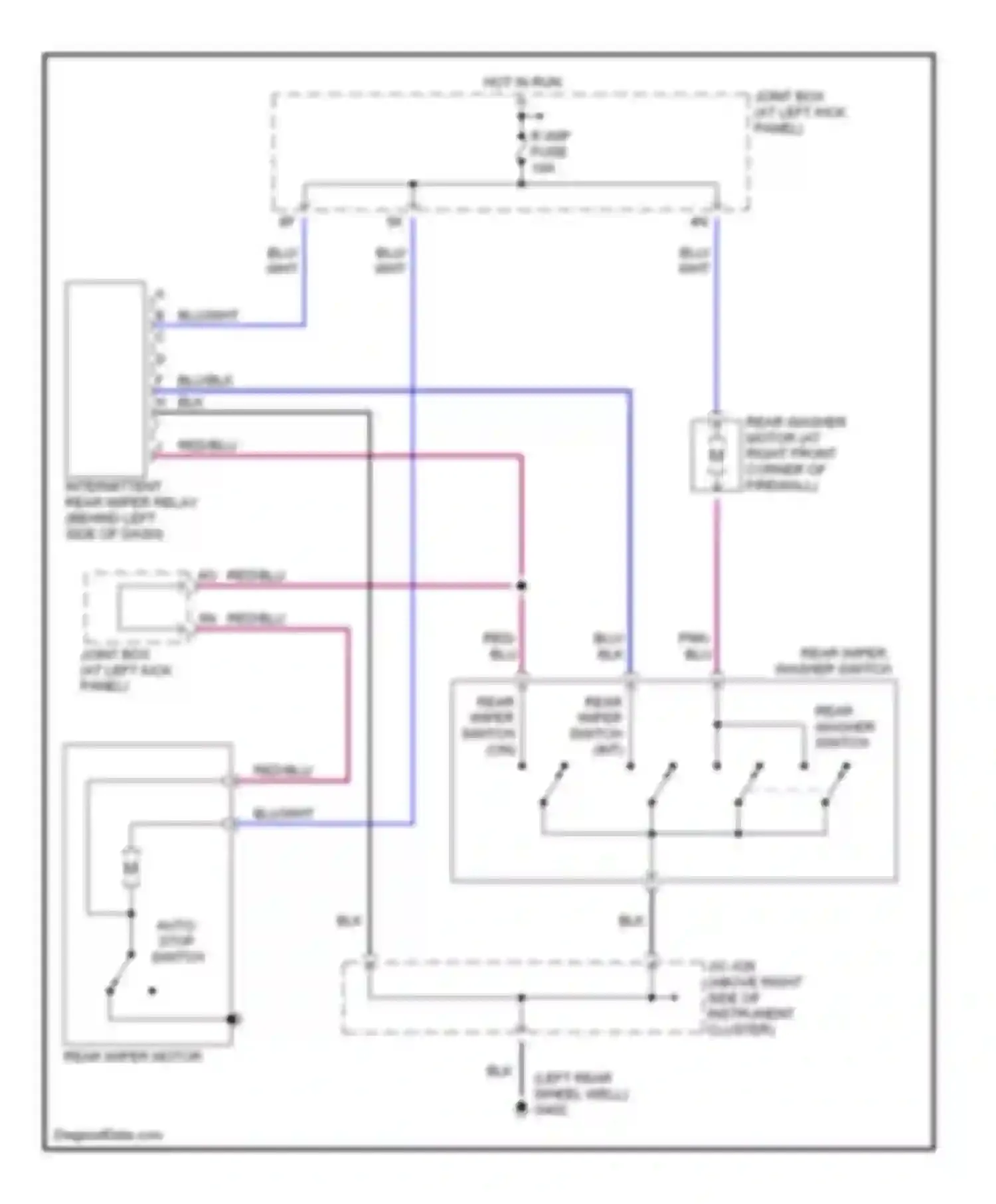 MPV Mazda II (1999-2003): Rear wiper/washer circuit