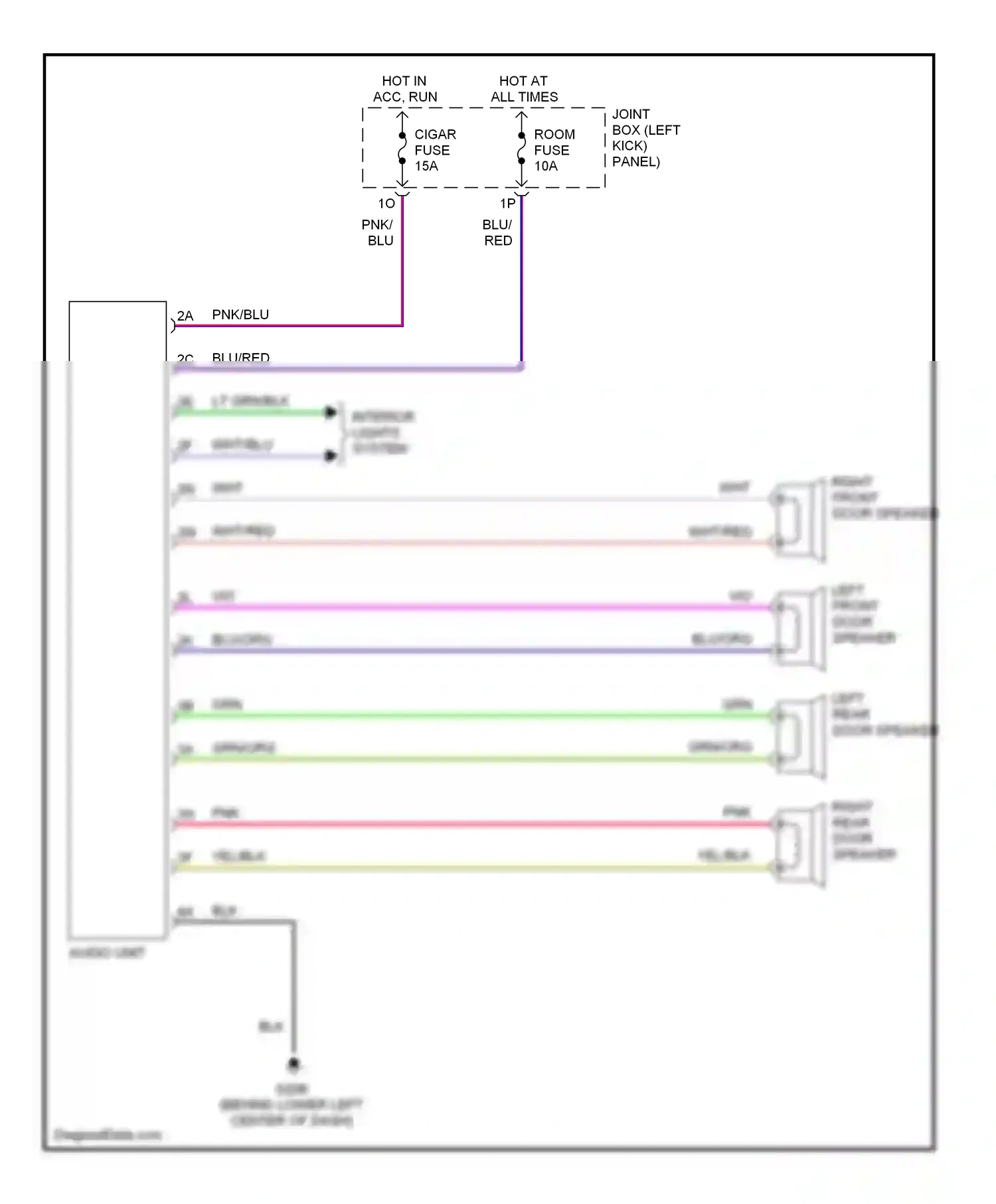 Mazda MPV II (1999-2003) audio unit wiring diagram  (1 of 2)