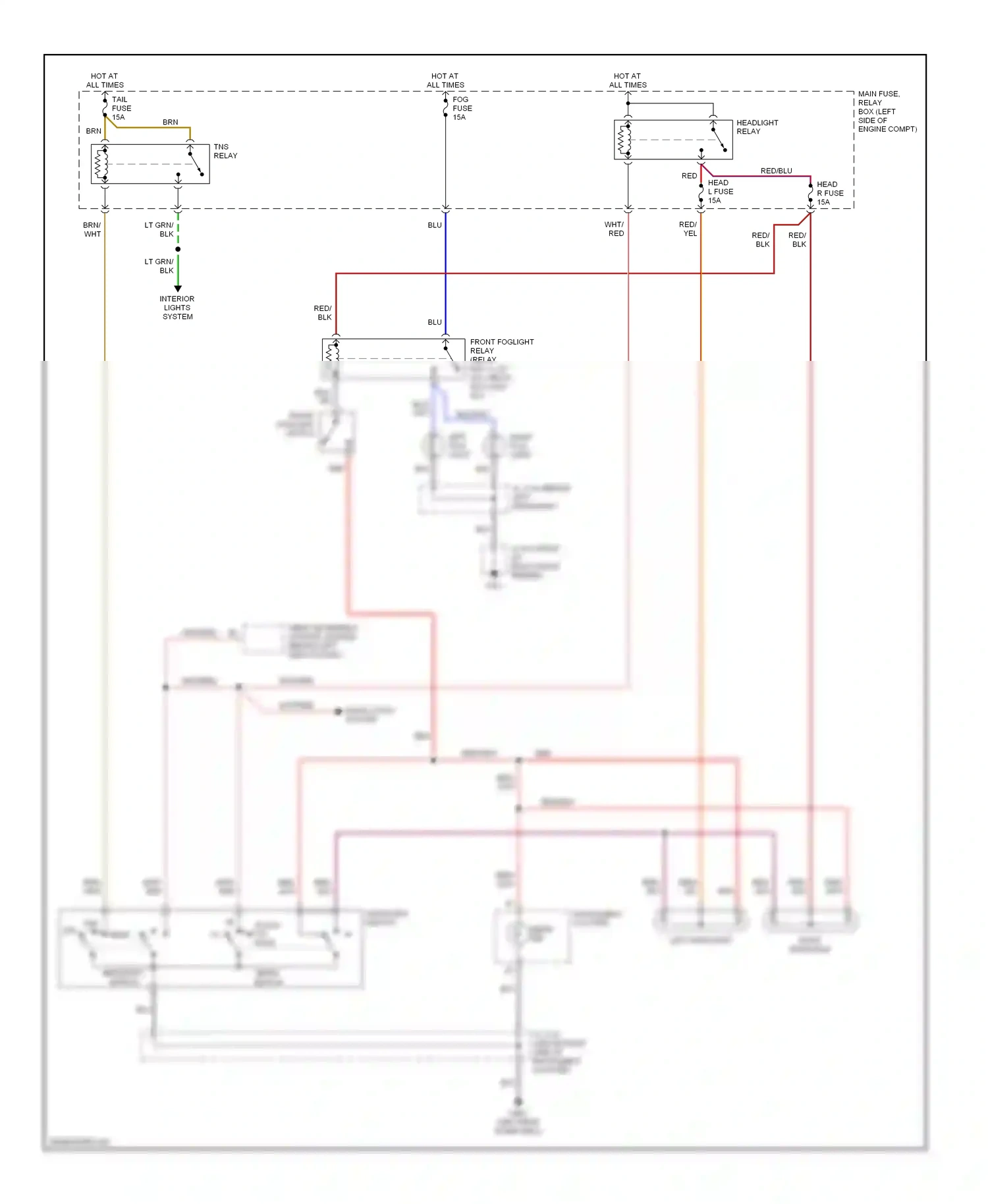 Mazda MPV II (1999-2003) beam switch wiring diagram  (2 of 2)