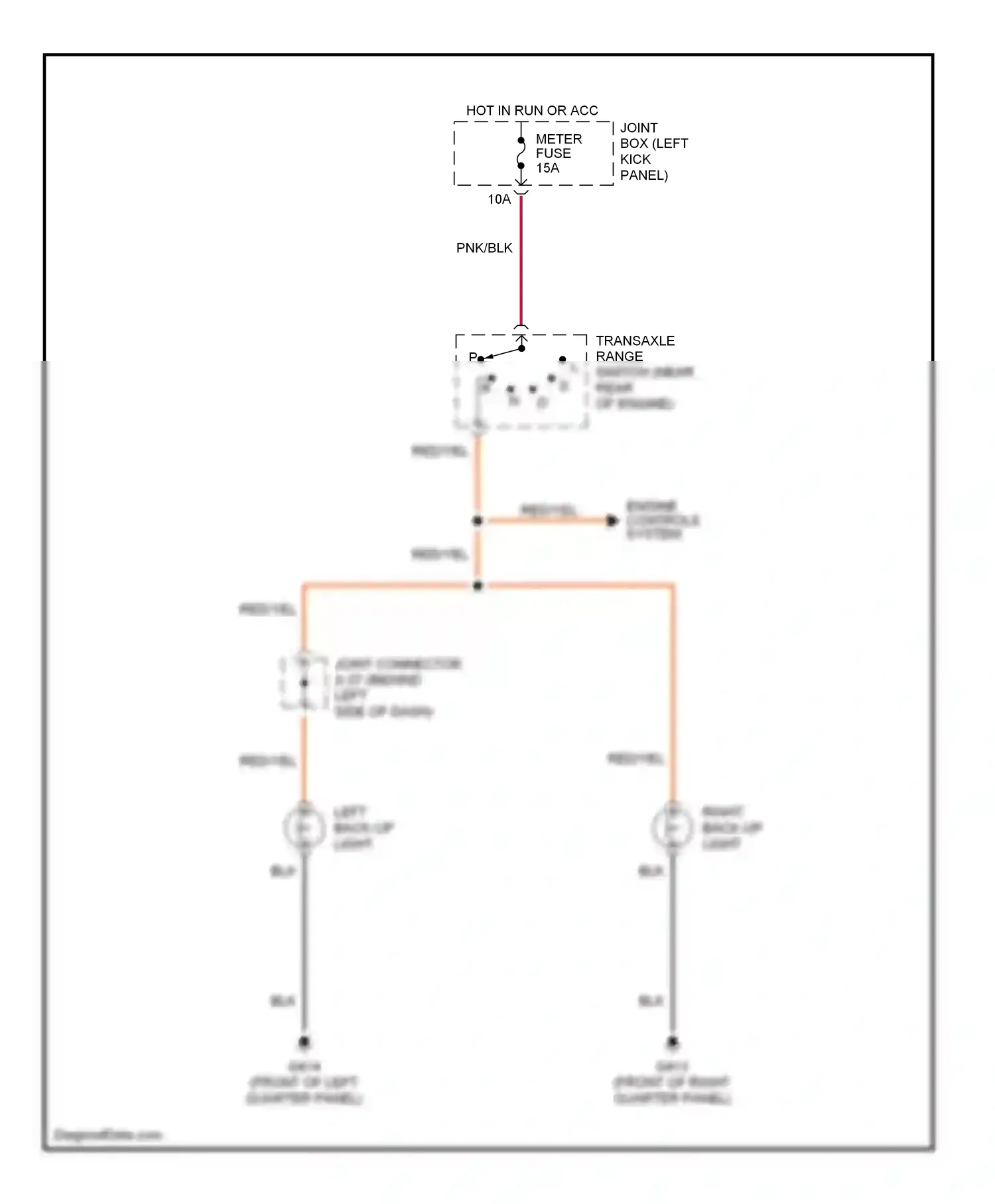 Mazda MPV II (1999-2003) left back-up light wiring diagram  (1 of 1)