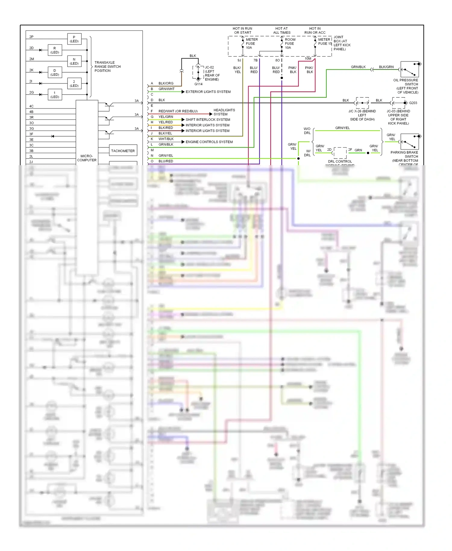 Mazda MPV II (1999-2003) transaxle range switch position wiring diagram  (1 of 1)