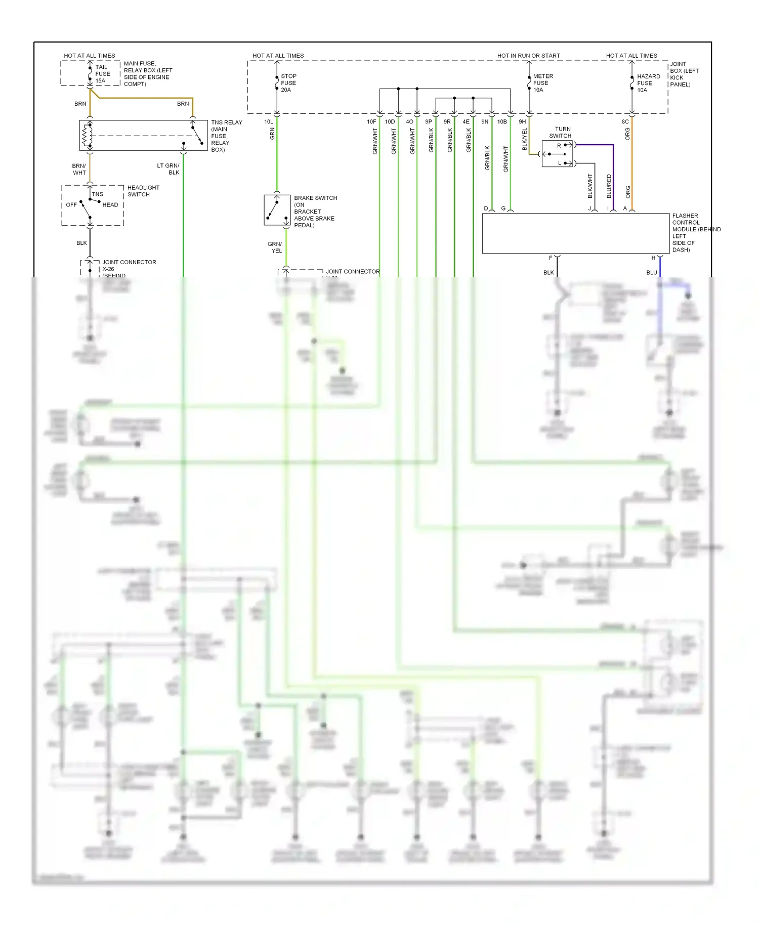 Mazda MPV II (1999-2003) turn switch wiring diagram  (1 of 1)