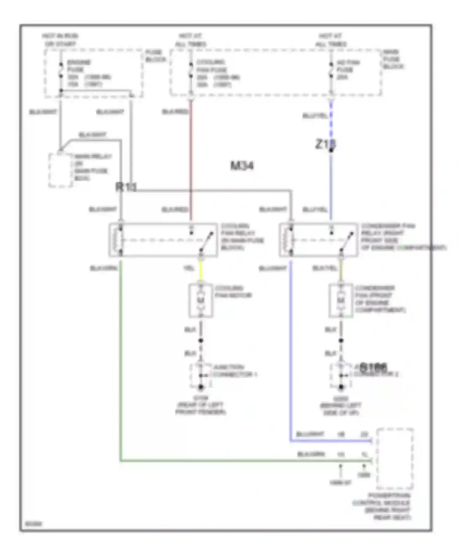 Wiring diagram ad fan fuse for Mazda MX-5 NA (1989-1998) (2 of 3)