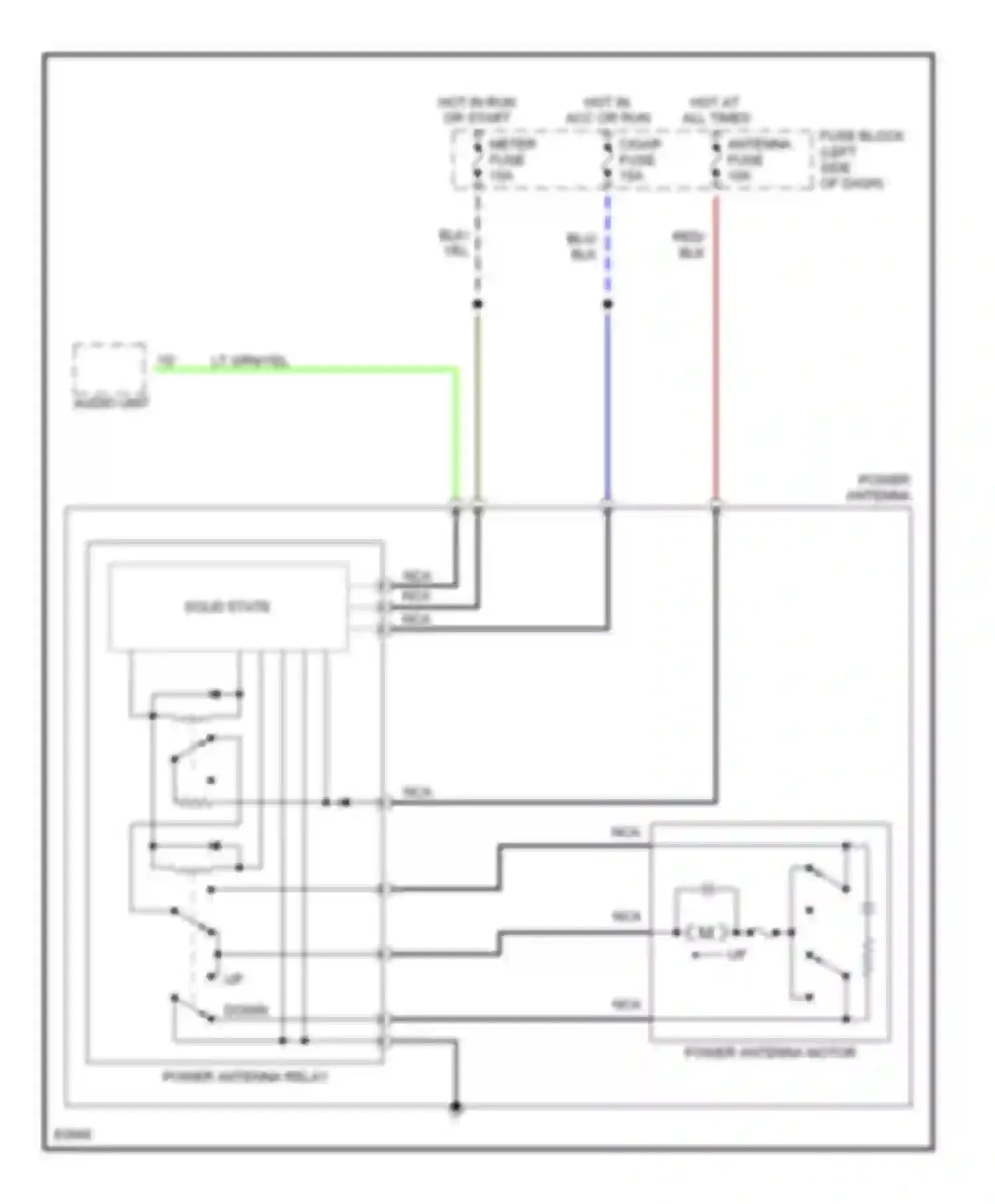 Wiring diagram antenna fuse for Mazda MX-5 NA (1989-1998) (1 of 2)