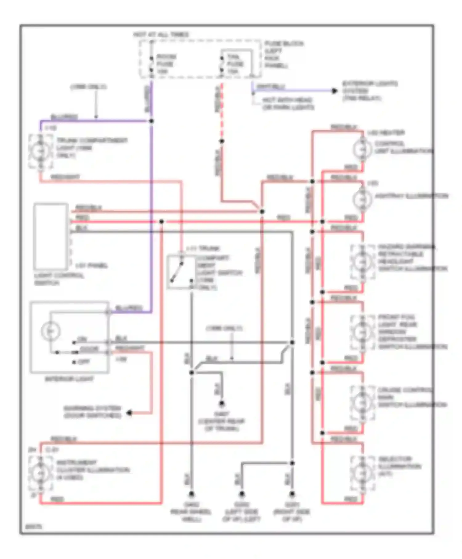 Wiring diagram i-01 panel light control switch for Mazda MX-5 NA (1989-1998) (1 of 1)