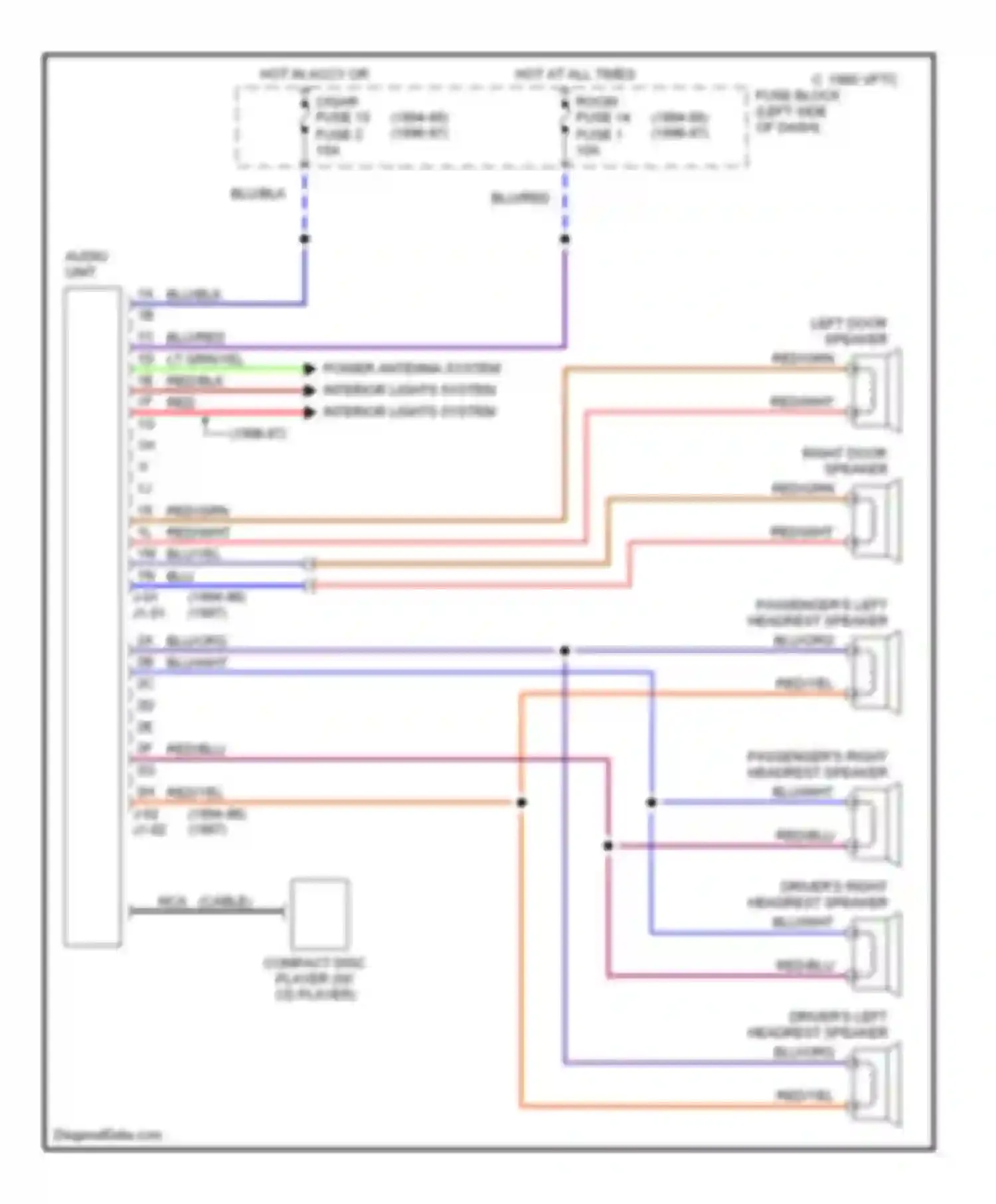 Wiring diagram left door speaker for Mazda MX-5 NA (1989-1998) (1 of 1)