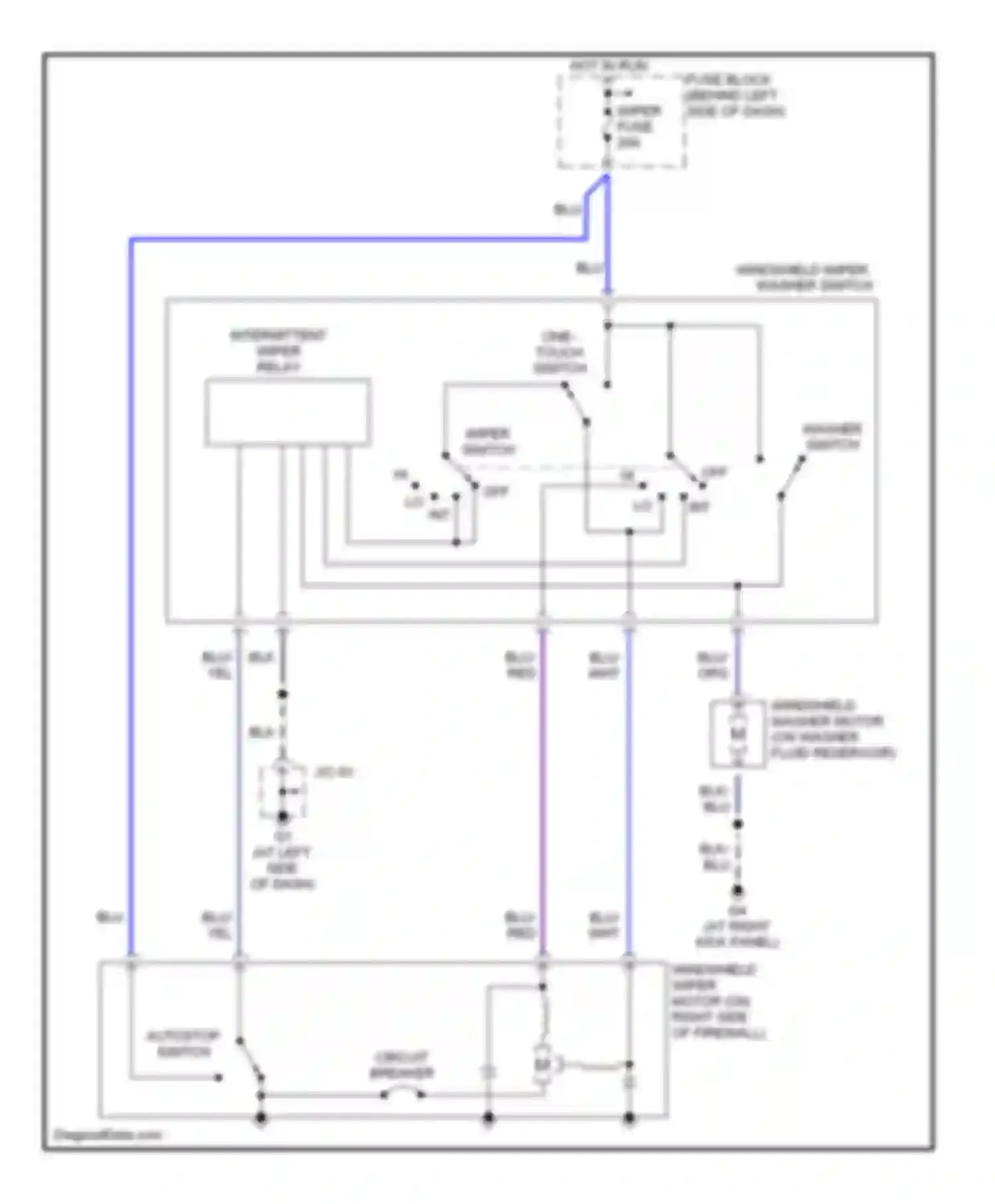 MX-5 Mazda NB facelift (2001-2005): Wiper/washer circuit