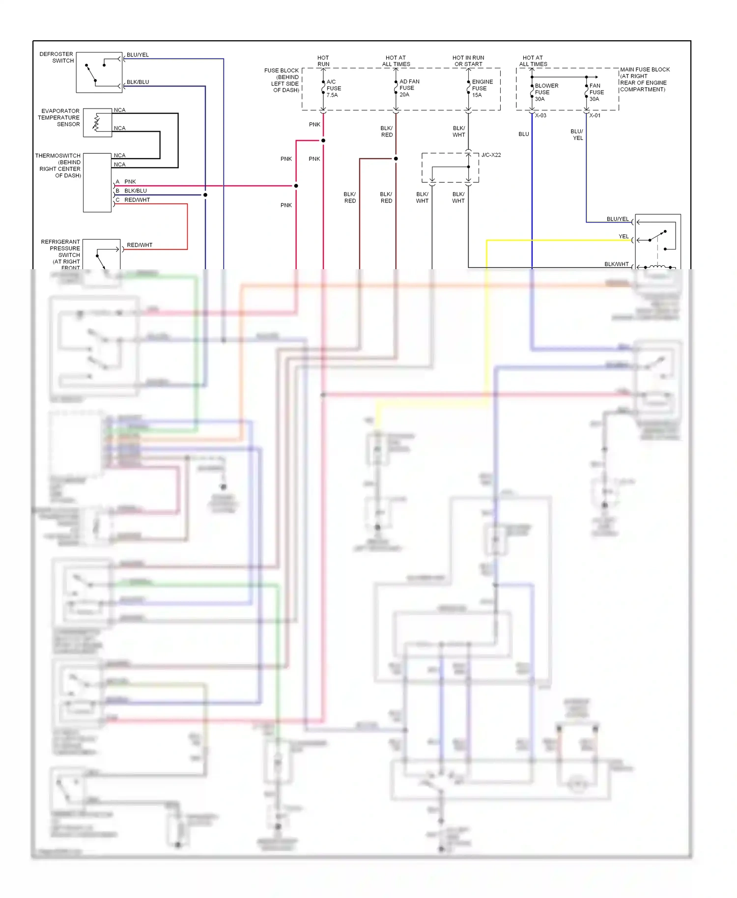 Mazda MX-5 NB facelift (2001-2005) a/c switch wiring diagram  (1 of 1)