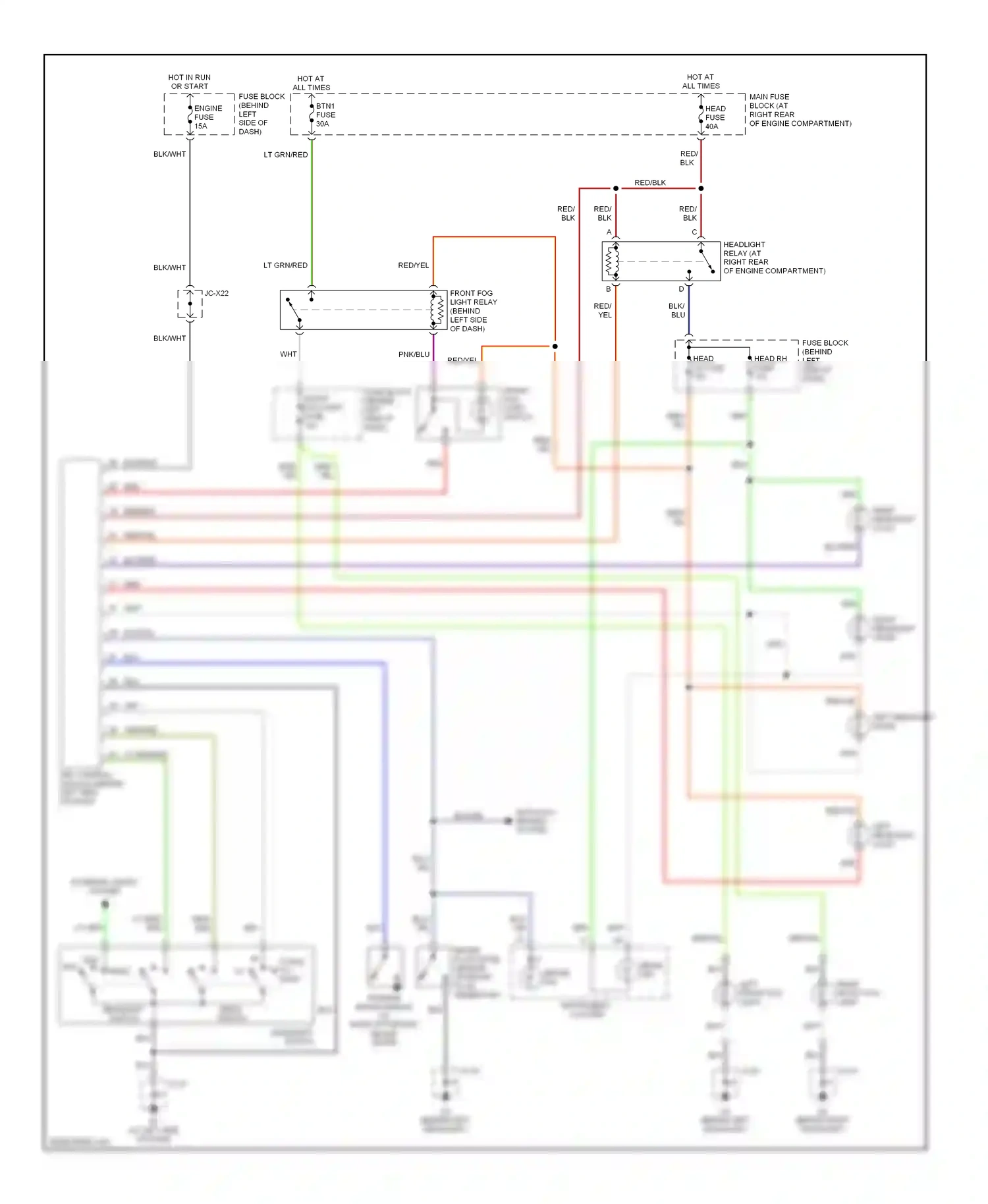 Mazda MX-5 NB facelift (2001-2005) headlight switch wiring diagram  (1 of 3)