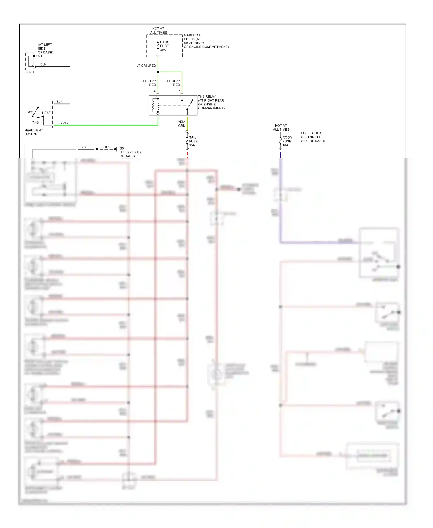 Mazda MX-5 NB facelift (2001-2005) headlight switch wiring diagram  (3 of 3)