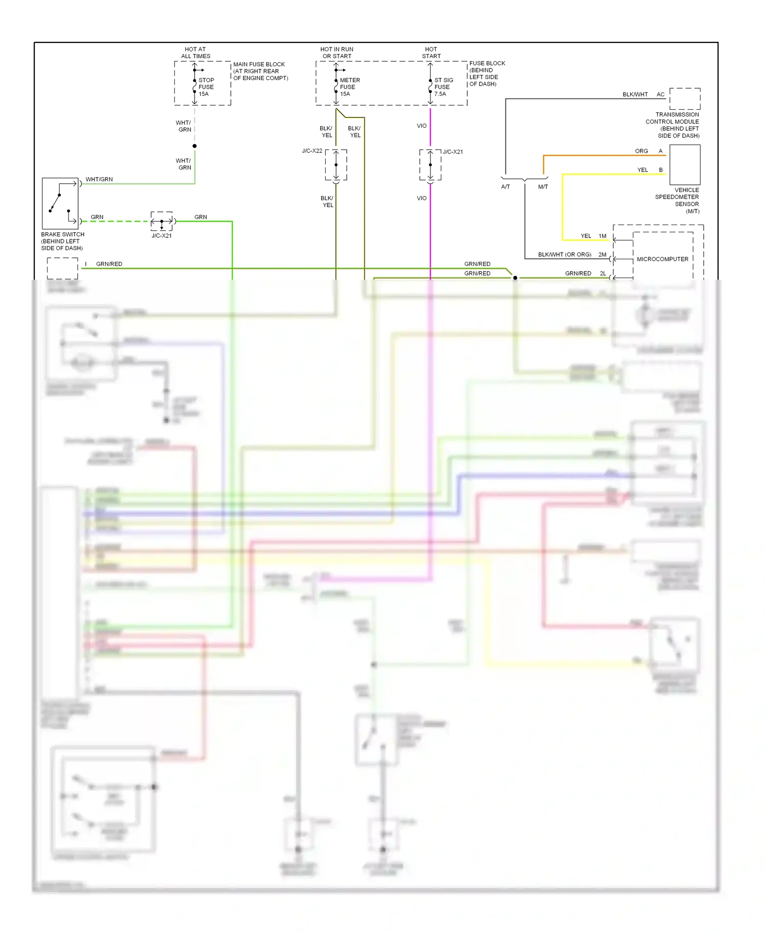 Mazda MX-5 NB facelift (2001-2005) microcomputer wiring diagram  (1 of 4)