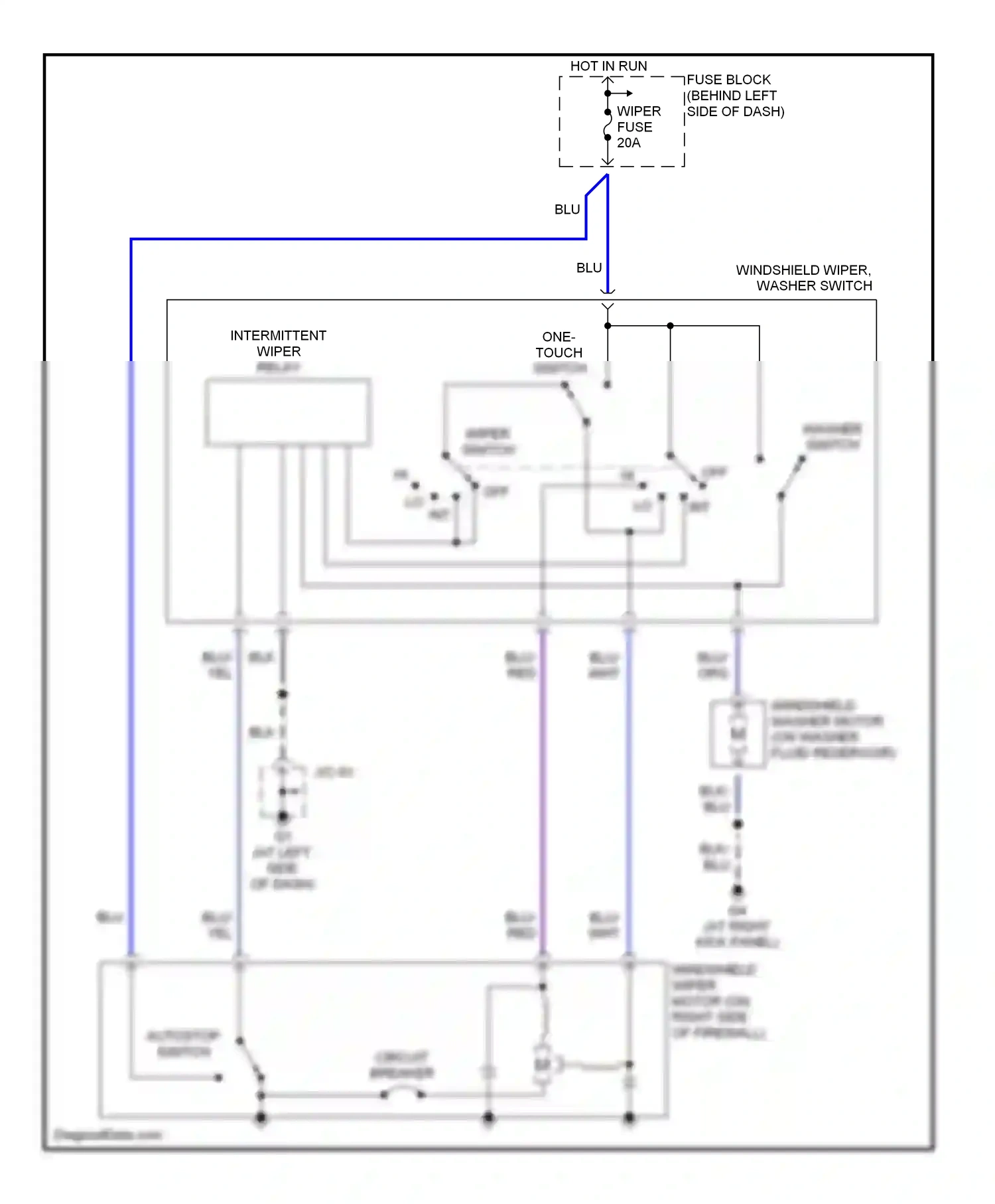 Mazda MX-5 NB facelift (2001-2005) one touch switch wiring diagram  (1 of 1)