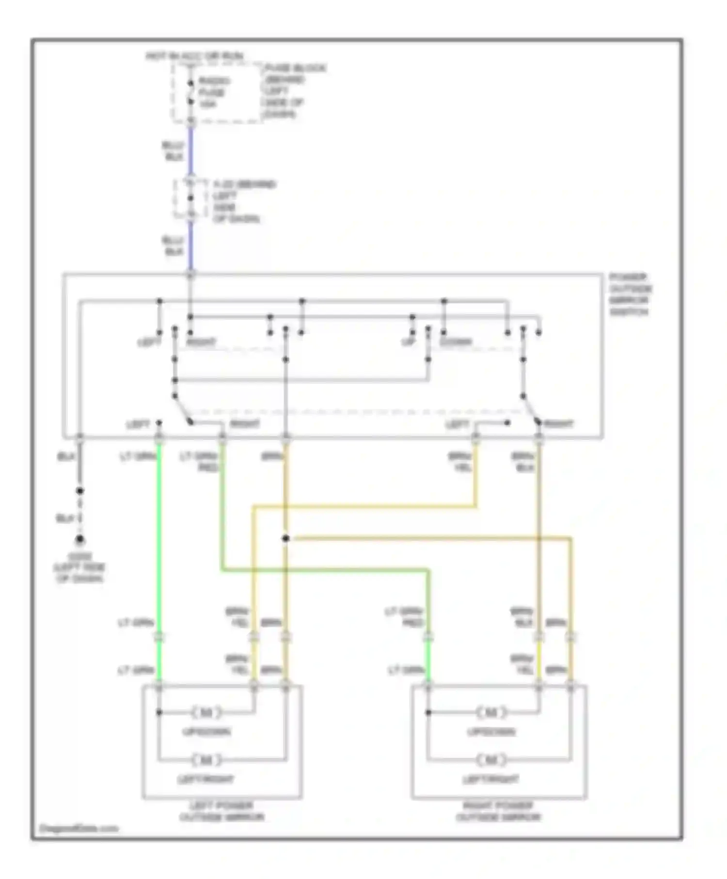 MX-5 Mazda NB (1998-2001): Power mirror circuit