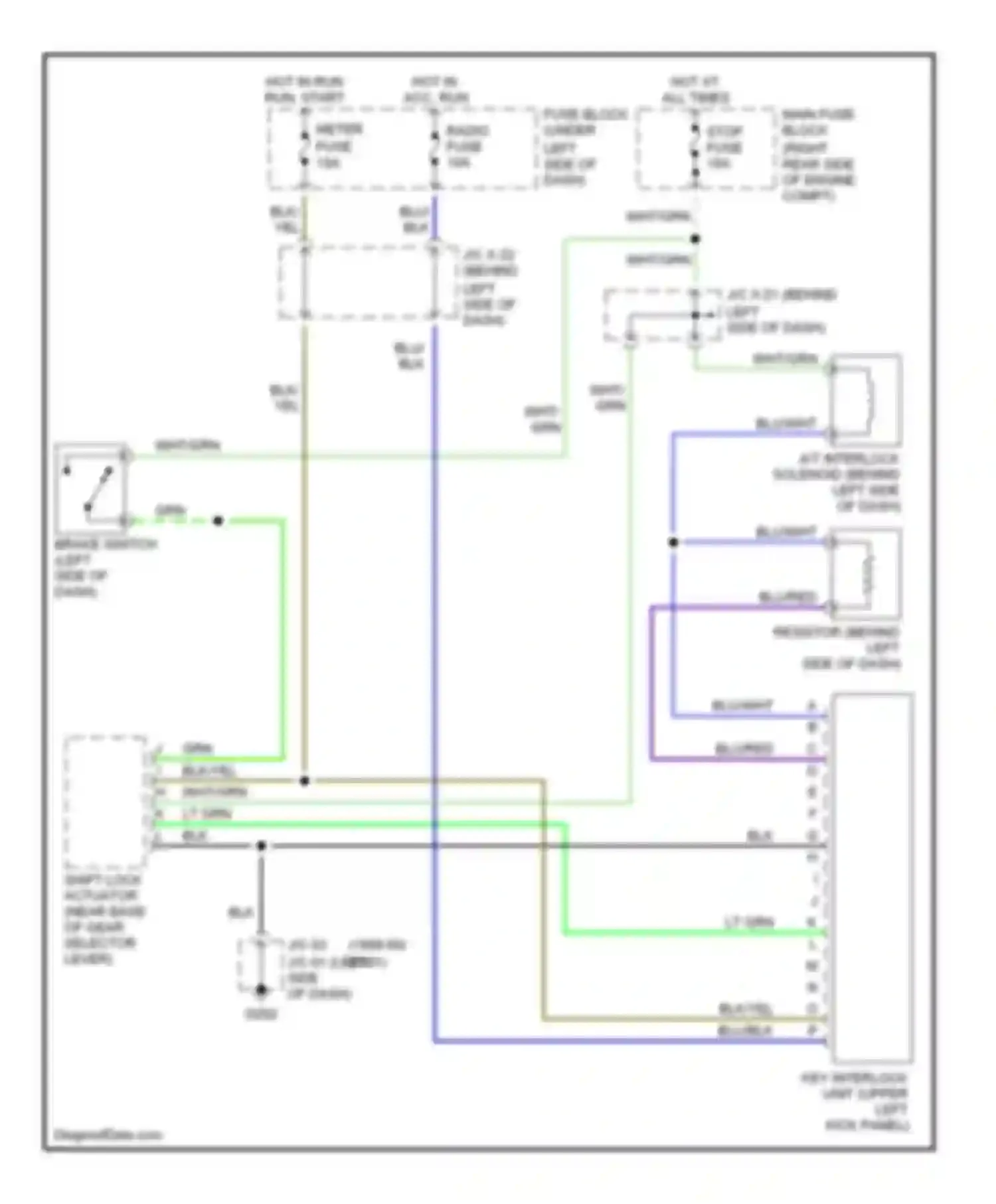 MX-5 Mazda NB (1998-2001): Shift interlock circuit
