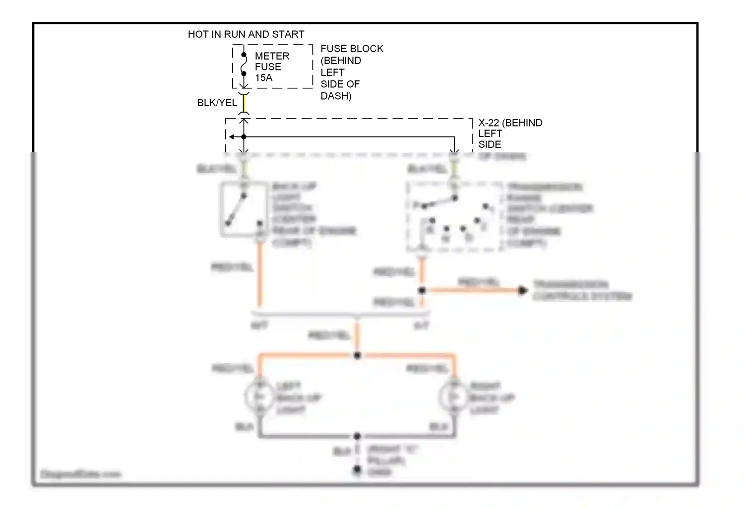 Mazda MX-5 NB (1998-2001) back-up light switch wiring diagram  (1 of 1)
