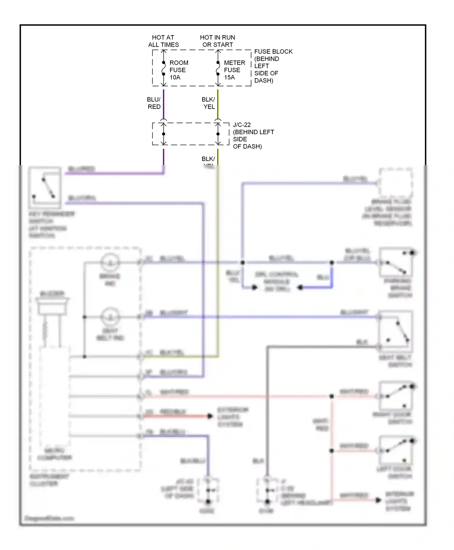 Mazda MX-5 NB (1998-2001) buzzer wiring diagram  (2 of 2)