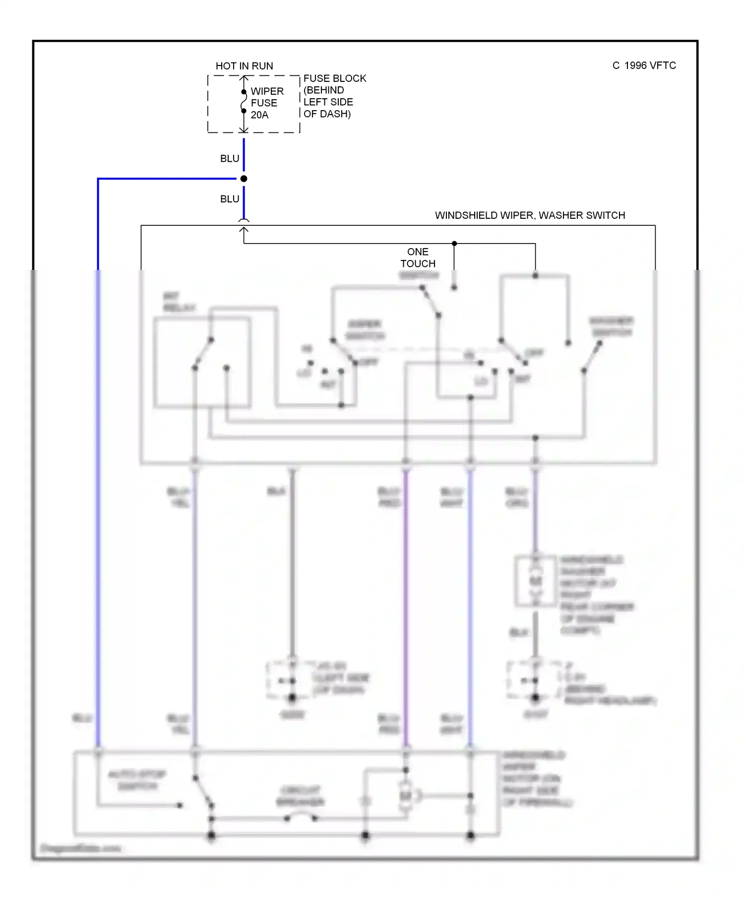 Mazda MX-5 NB (1998-2001) one touch switch wiring diagram  (1 of 1)