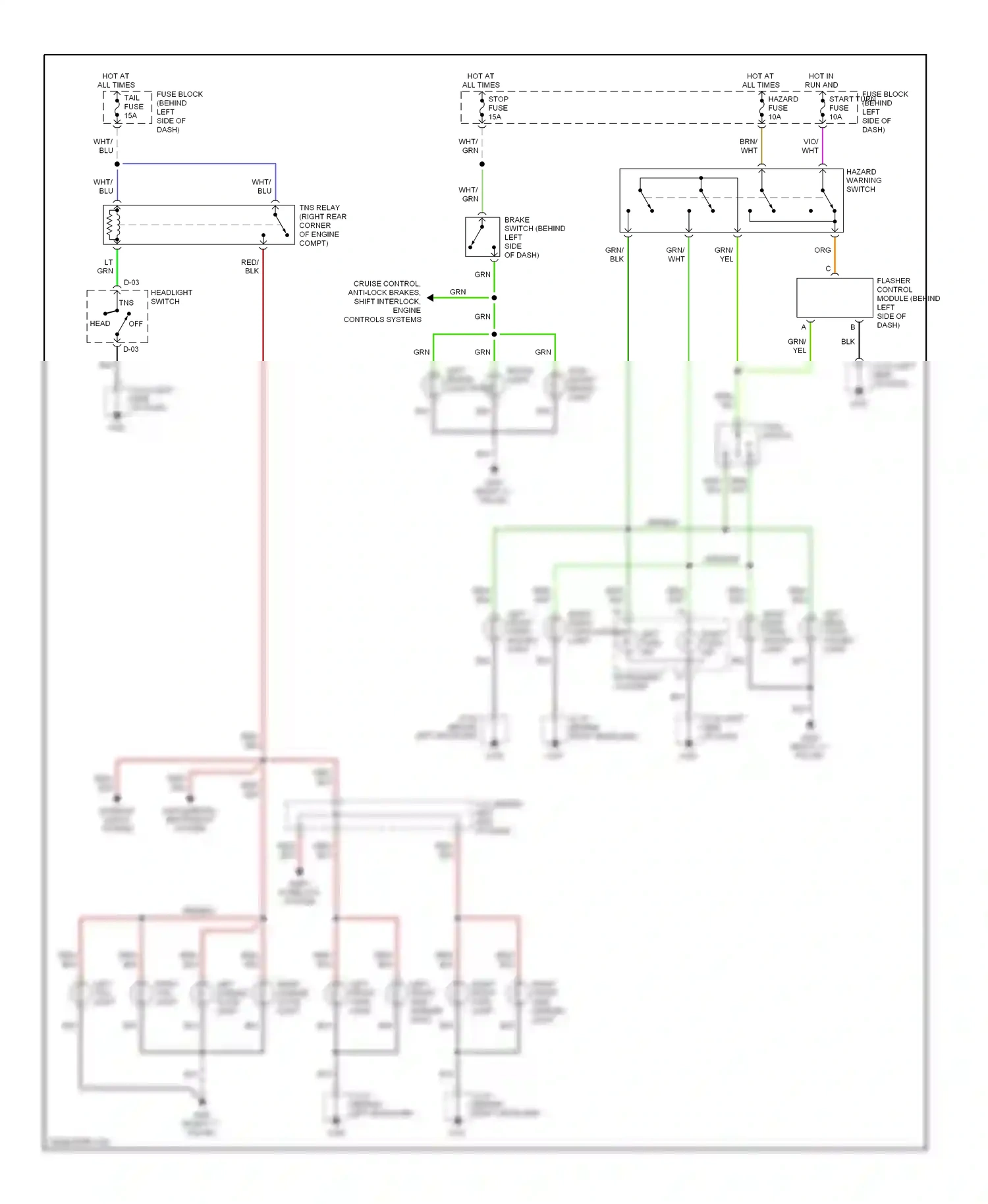 Mazda MX-5 NB (1998-2001) turn switch wiring diagram  (1 of 1)