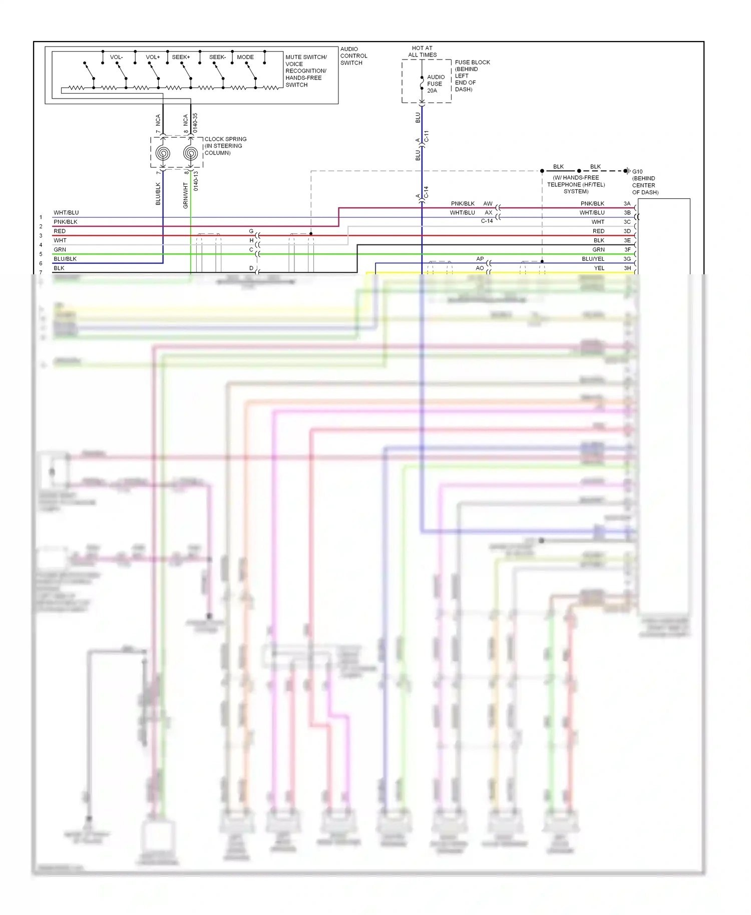 Mazda MX-5 NC facelift (2008-2015) audio control switch wiring diagram  (1 of 2)