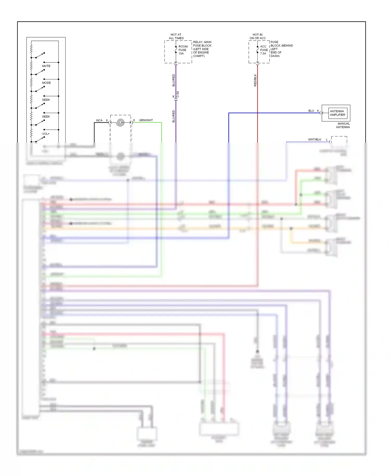 Mazda MX-5 NC facelift (2008-2015) audio control switch wiring diagram  (2 of 2)