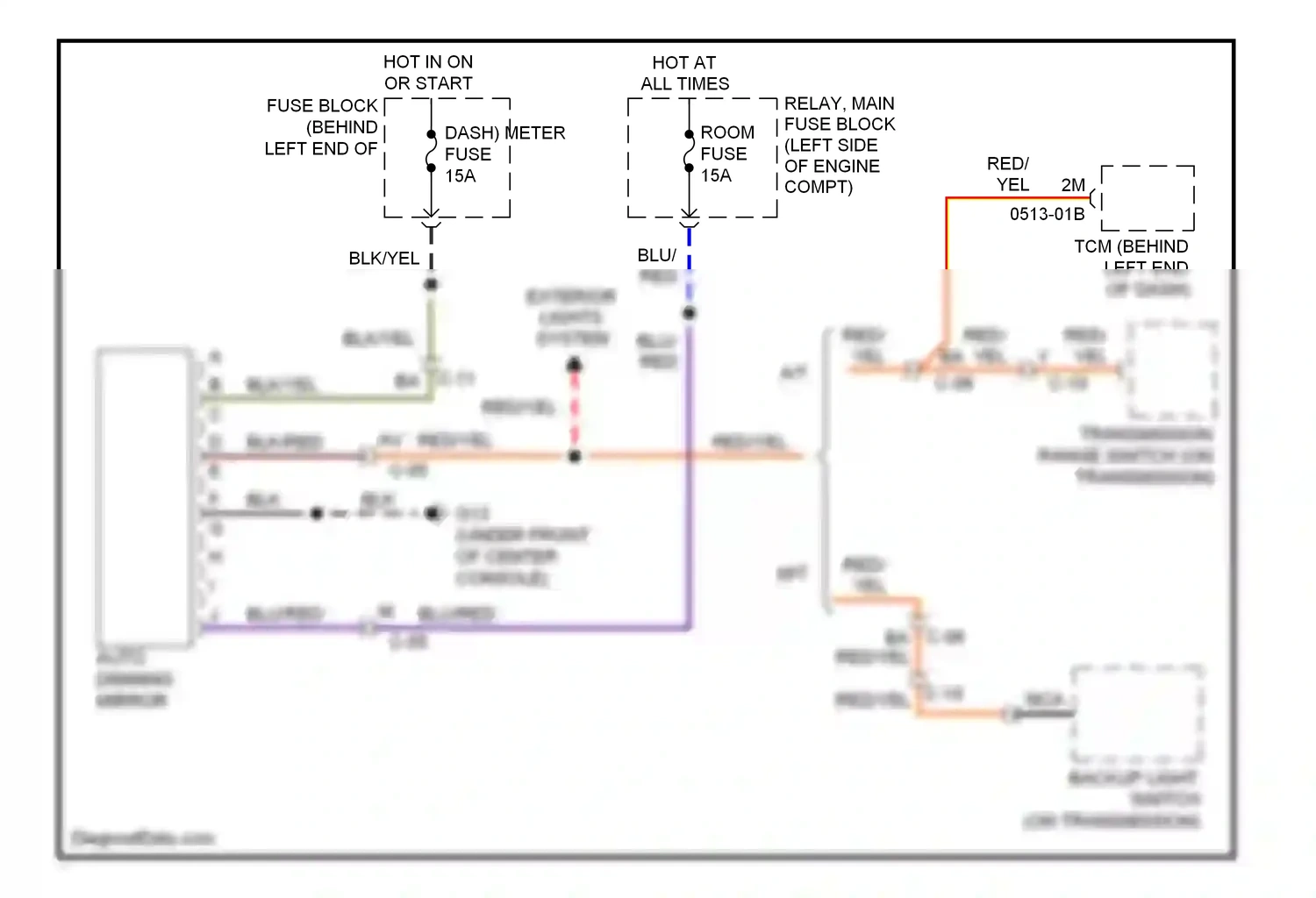 Mazda MX-5 NC facelift (2008-2015) backup light switch wiring diagram  (1 of 1)