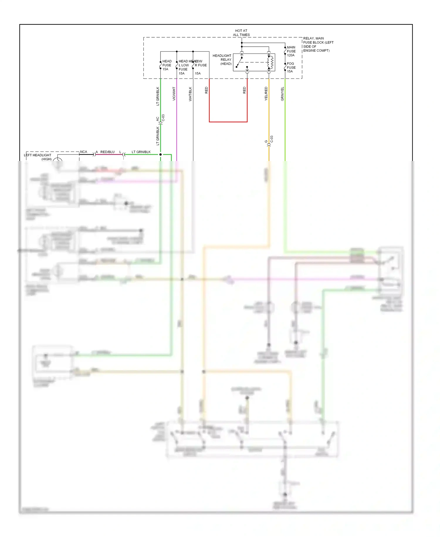 Mazda MX-5 NC facelift (2008-2015) beam headlight switch switch wiring diagram  (2 of 2)