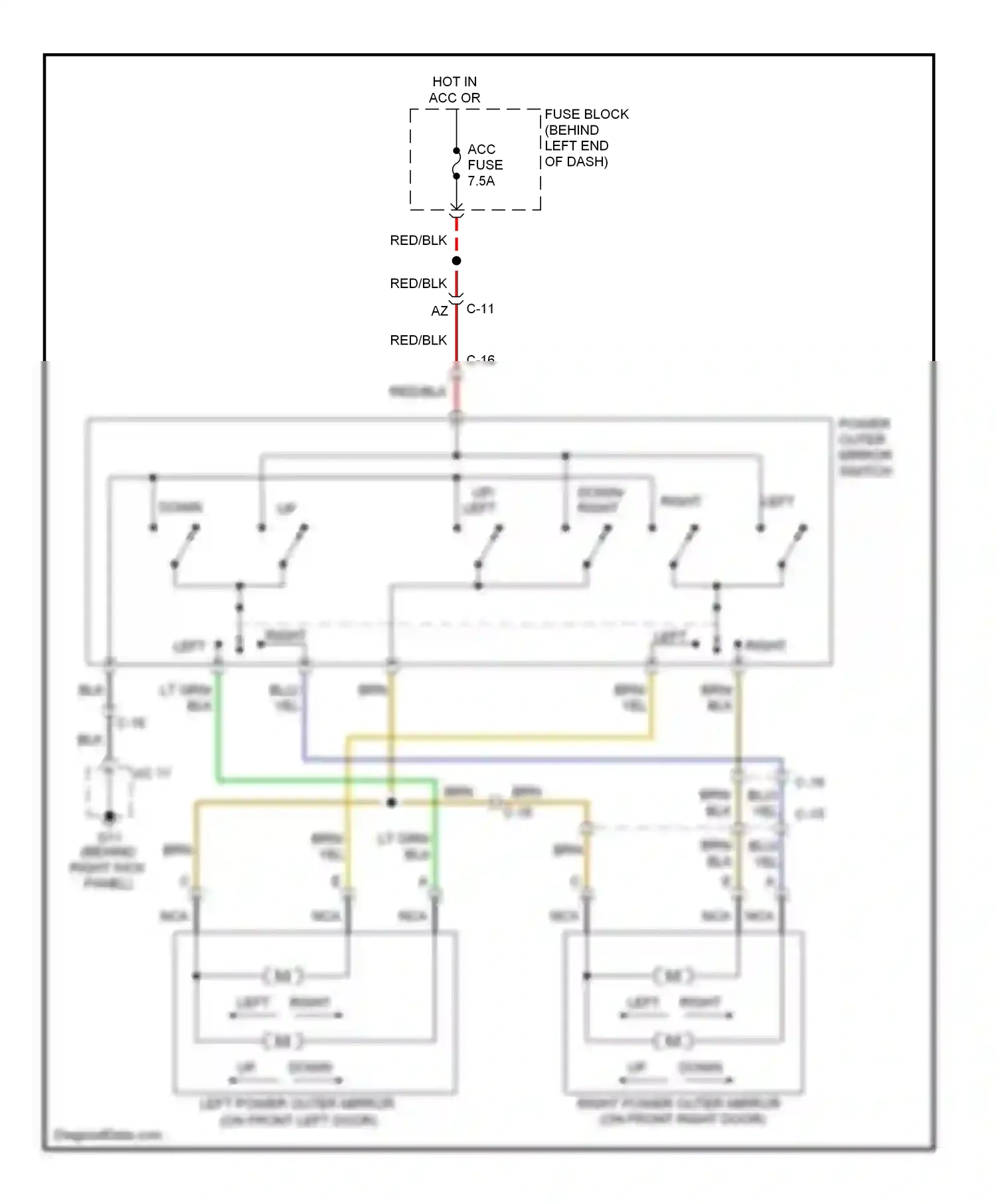 Mazda MX-5 NC facelift (2008-2015) down right wiring diagram  (1 of 1)